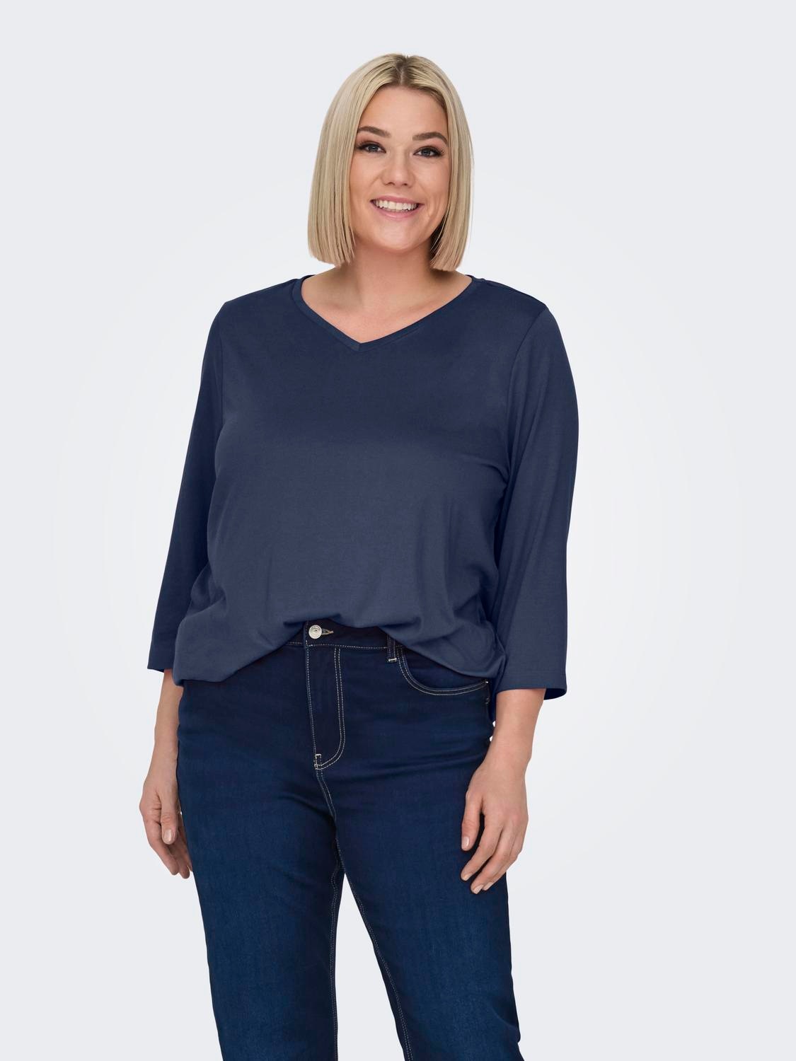 ONLY CARMAKOMA 3/4-Arm-Shirt »CARCARLINNE V-NECK 3/4 TOP JRS BF«