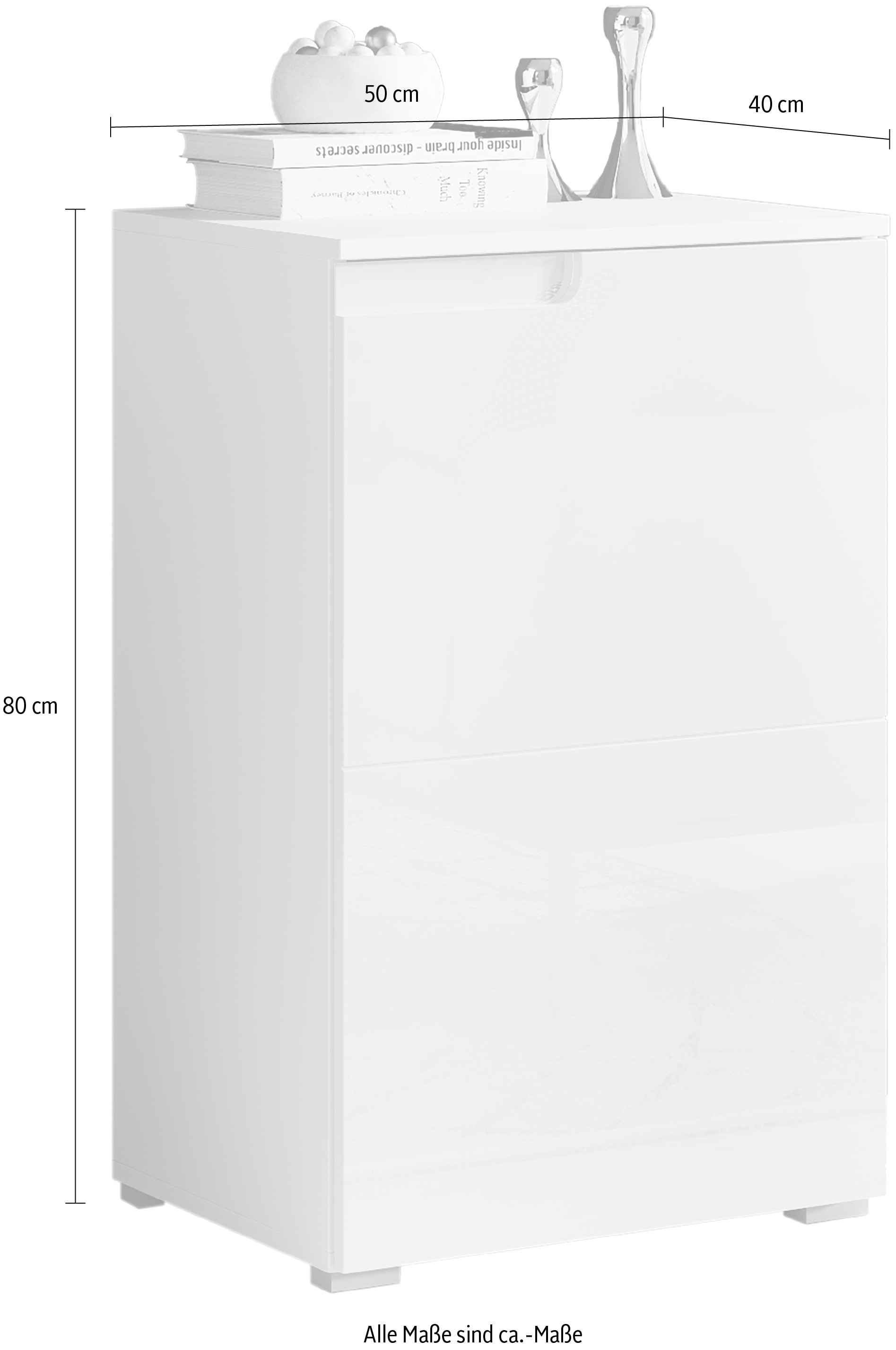 HBZ Kommode »Spice Weiss Hochglanz, BxHxT 50x80x40 cm«, Kommode mit 1 Tür und 1 Einlegeboden verstellbar