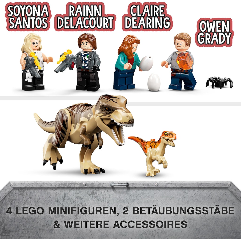 LEGO® Konstruktionsspielsteine »T. Rex & Atrociraptor: Dinosaurier-Ausbruch (76948)«, (466 St.)