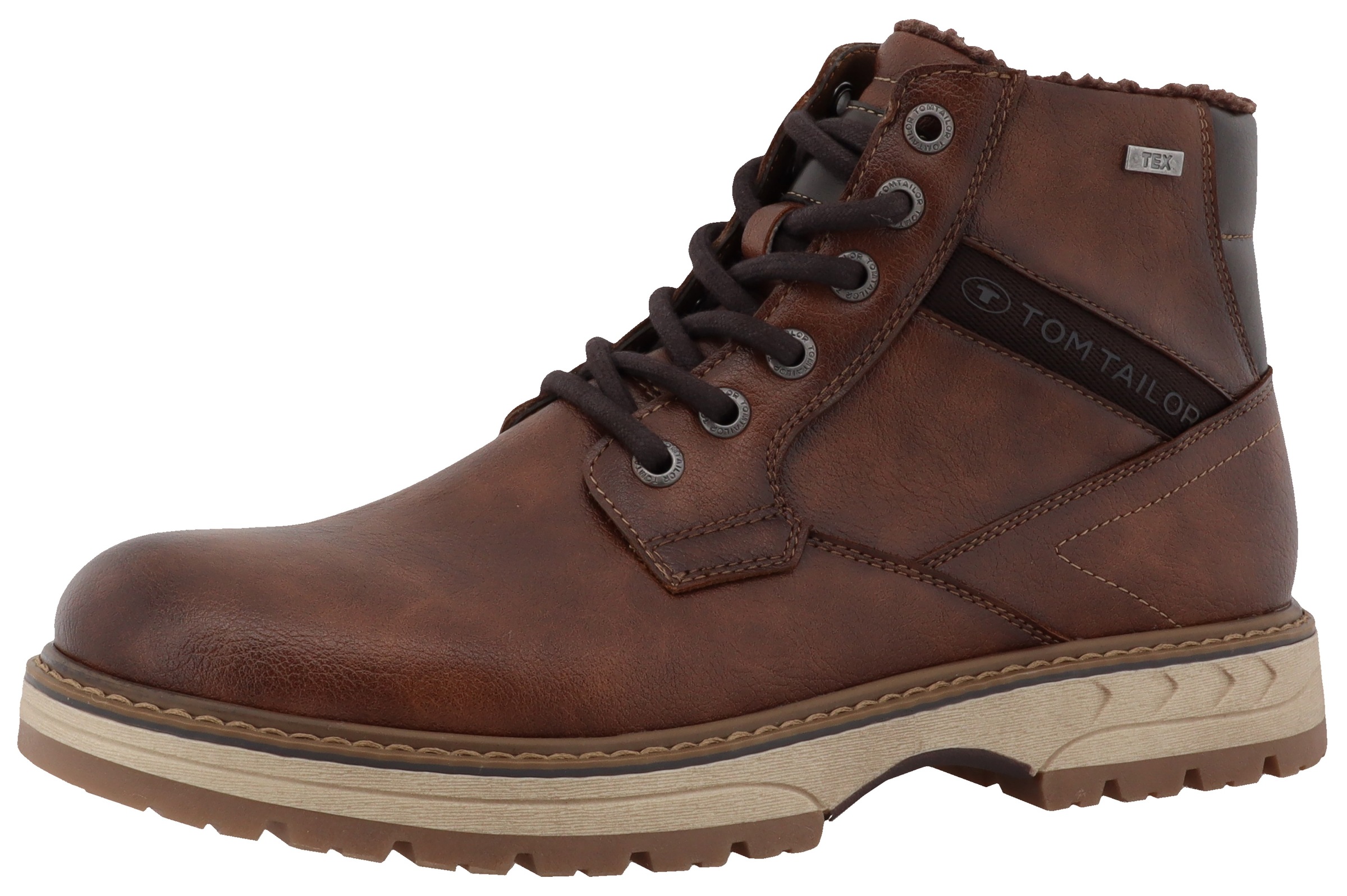 Tom Tailor, Herren, TOM TAILOR ,Blockabsatz,Schnürboots,Outdoorschuh, Reissverschluss, Weite G (=weit), braun used, 45, Robuster Schnürboots mit 