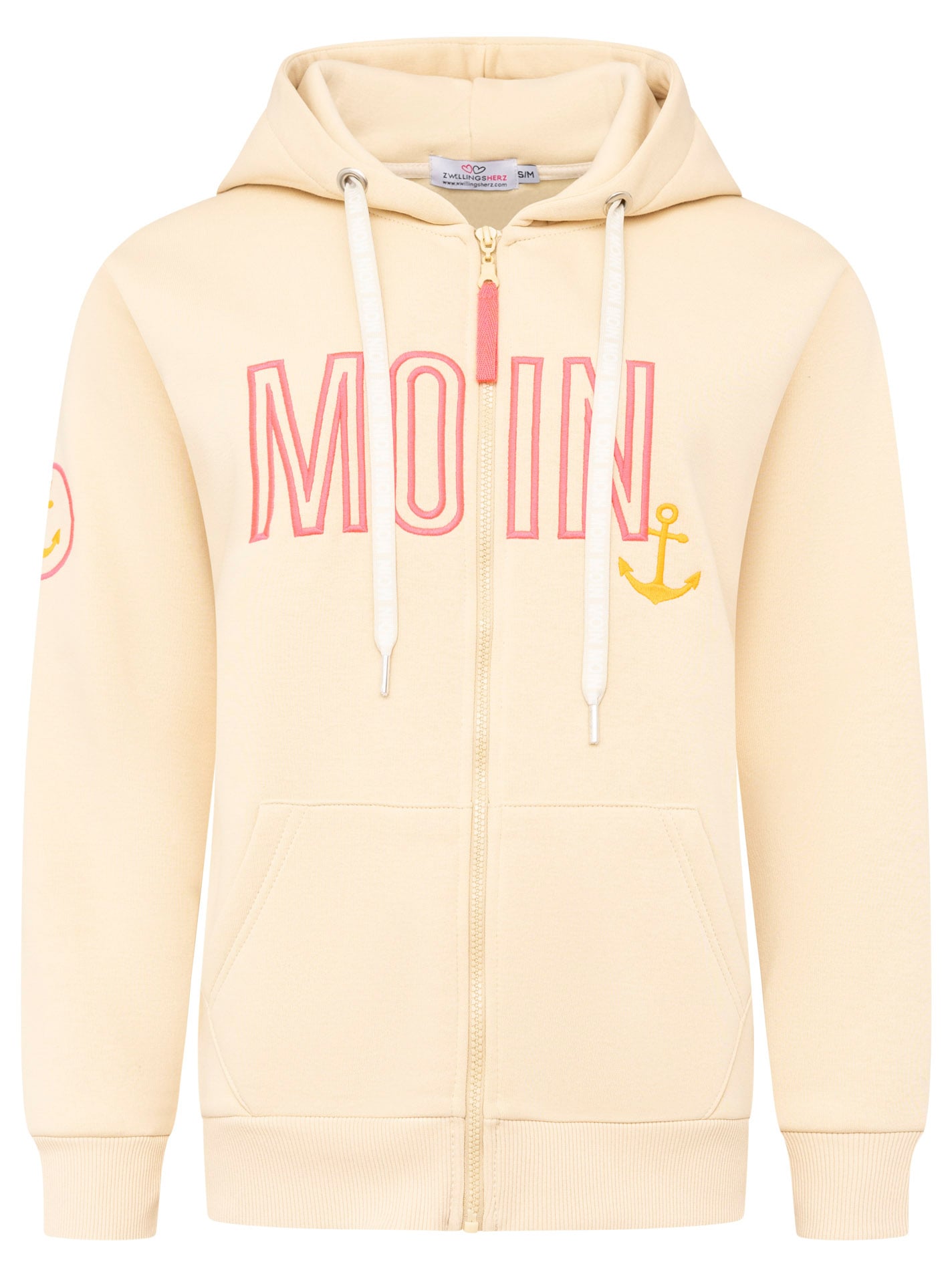 Zwillingsherz Kapuzensweatjacke »"Maritim"«, mit gesticktem MOIN und Anker Logo und Reissverschluss