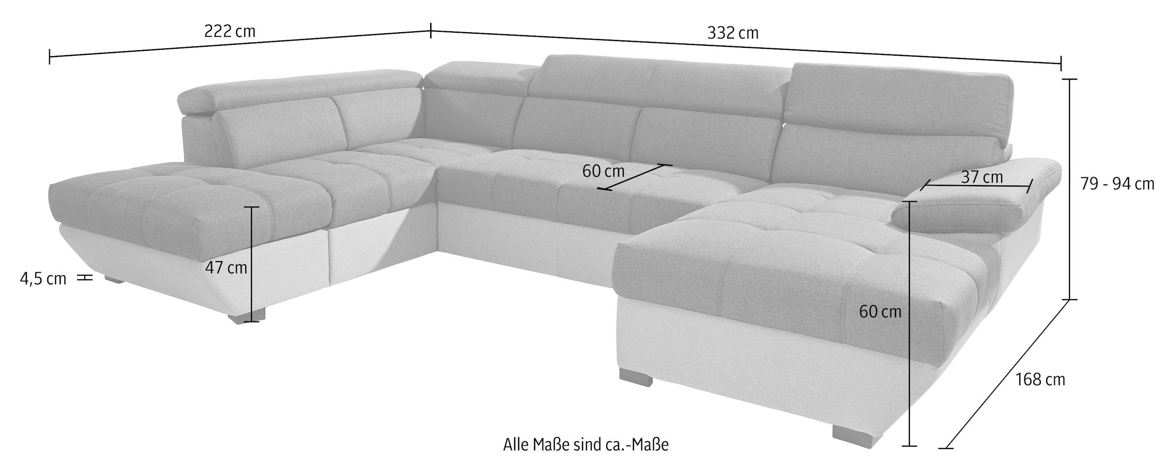 COTTA Wohnlandschaft »Speedway U-Form«, wahlweise mit Bettfunktion und Bettkasten