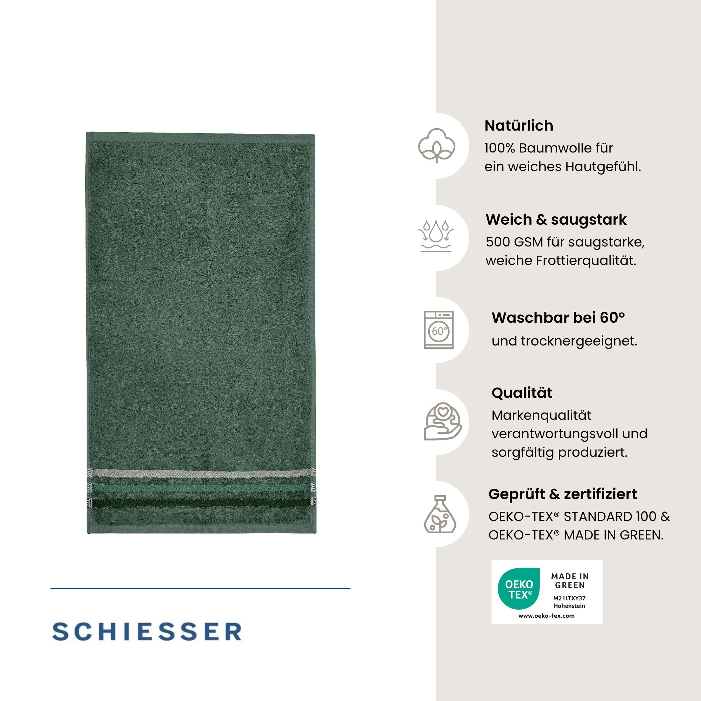 Schiesser Gaestehandtuecher "Skyline Color aus 100 % Baumwolle mit eleganter Streifenbordüre" OEKO-TEX MADE IN GREEN