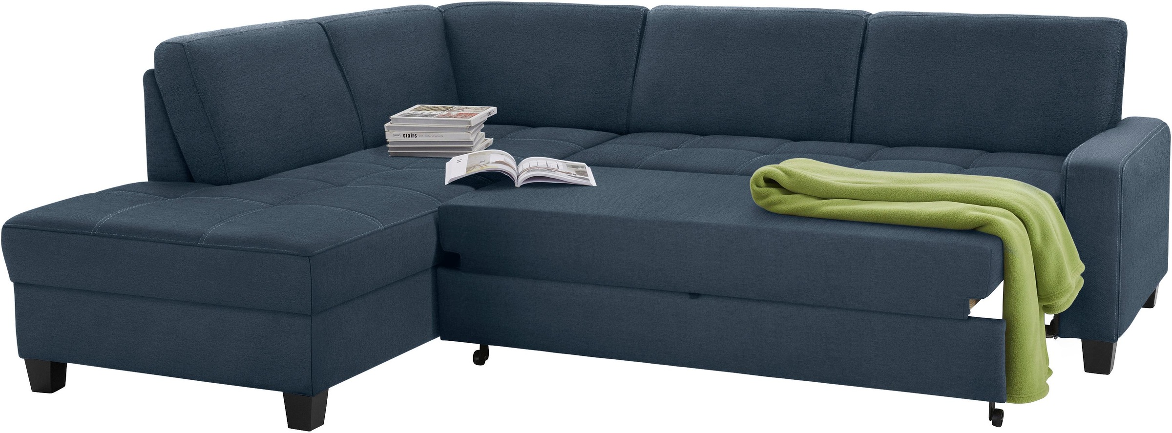 DOMO collection Ecksofa »Florentina zeitlos und elegant, Sitznähte als Designelement, L-Form«, wahlweise mit Bettfunktion, mit Kontrastnaht, Komfortsitzhöhe 47cm