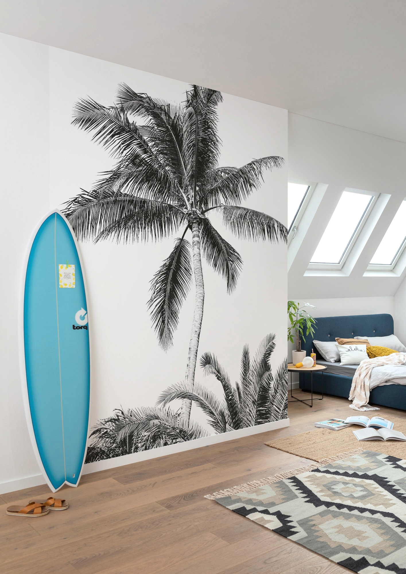 Komar Vliestapete »Digitaldruck Vlies - Retro Palm - Grösse 200 x 280 cm«, bedruckt, Kinderzimmer