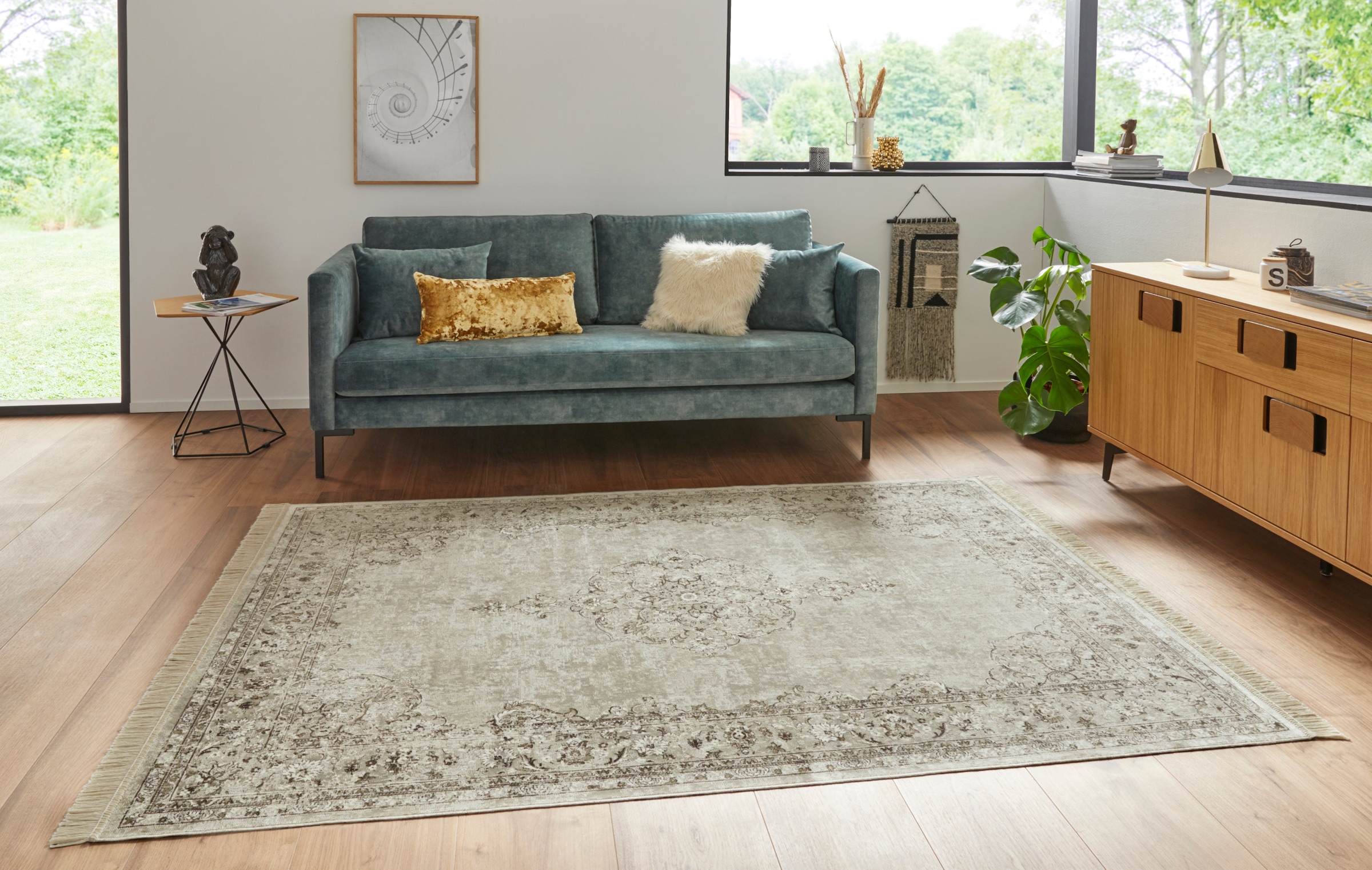 HANSE Home Teppich »Orient Vintage Medaillon«, rechteckig, 5 mm Höhe, Orientalisch mit Fransen, Orient, Wohnzimmer, Schlafzimmer, Esszimmer