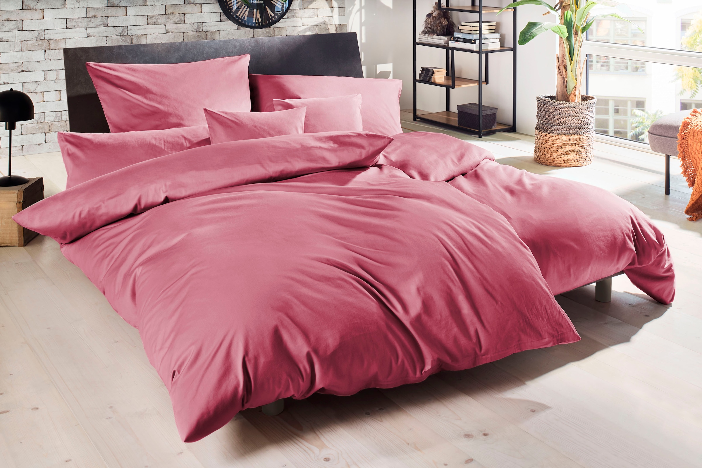 Primera Bettwäsche »Uni Luxus-Satin in Gr. 135x200, 155x220 oder 200x200 cm«, Bettwäsche aus Baumwolle, unifarbene Bettwäsche mit Reissverschluss