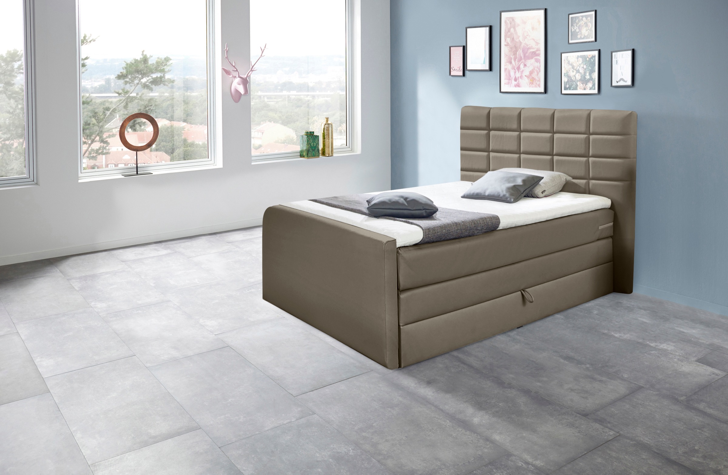 INOSIGN Boxspringbett »Lethbridge«, inkl. Bettkasten und Topper, zwei Matratzenarten in H2