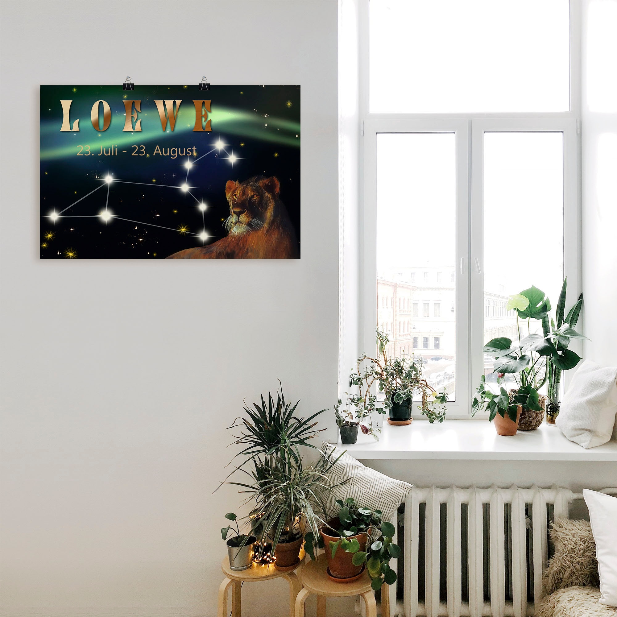 Artland Wandbild »Sternzeichen - Löwe«, Bilder von Sternzeichen, (1 St.), als Leinwandbild, Poster, Wandaufkleber in verschied. Grössen