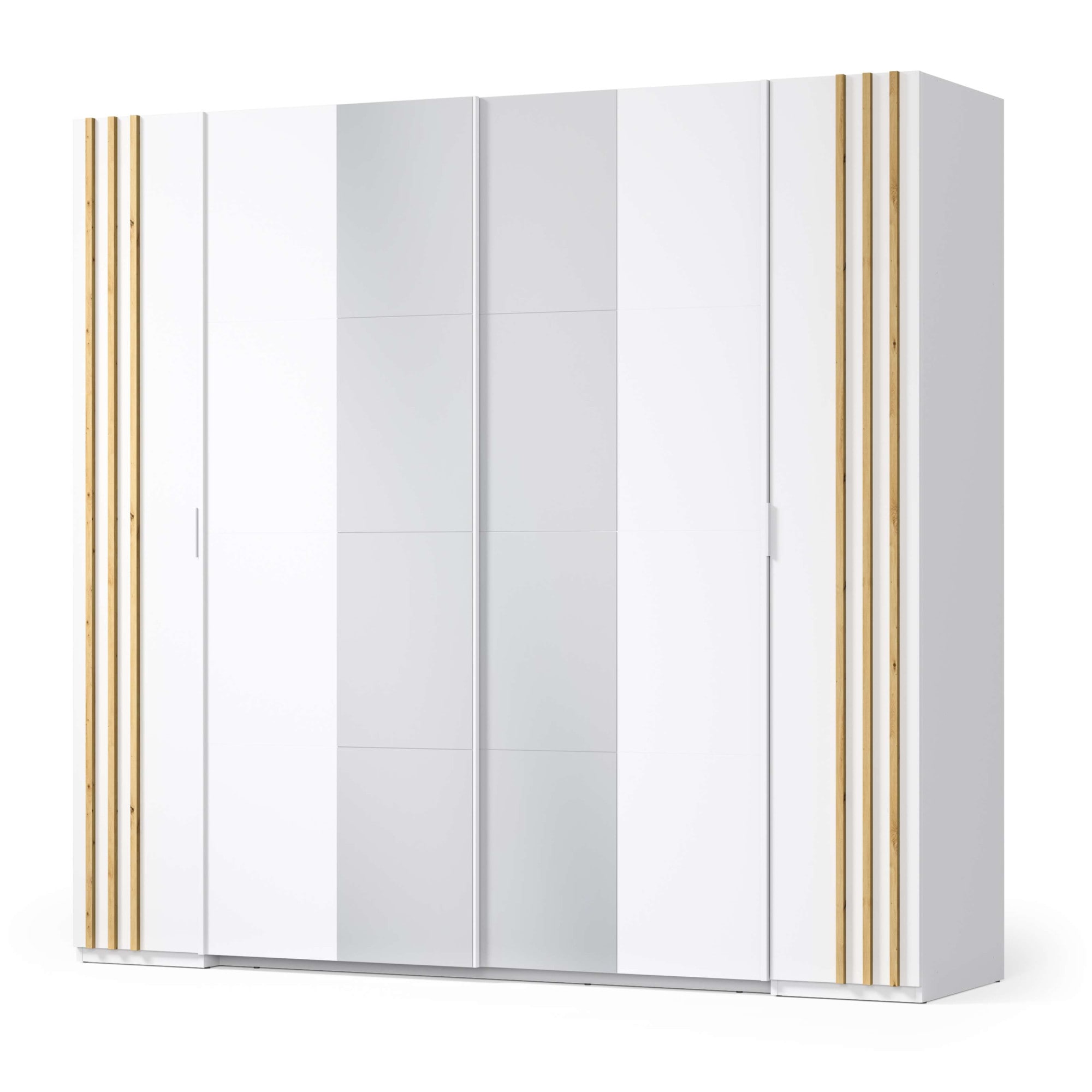 Home affaire Kleiderschrank »Kleiderschrank Calera mit Spiegel, 10 Einlegeböden und Kleiderstange«, Garderobe mit 2 Schwebetüren und 2 Drehtüren, BxHxT 219,6x207,5x62 cm
