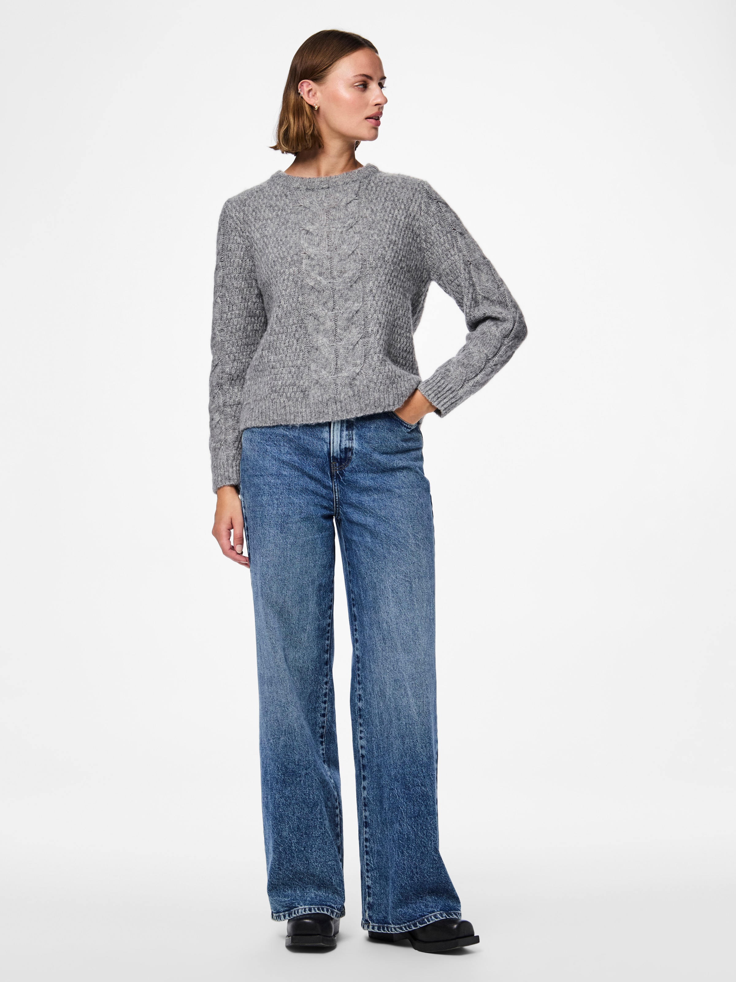 pieces Strickpullover »PCNINA LS O-NECK KNIT NOOS BC«