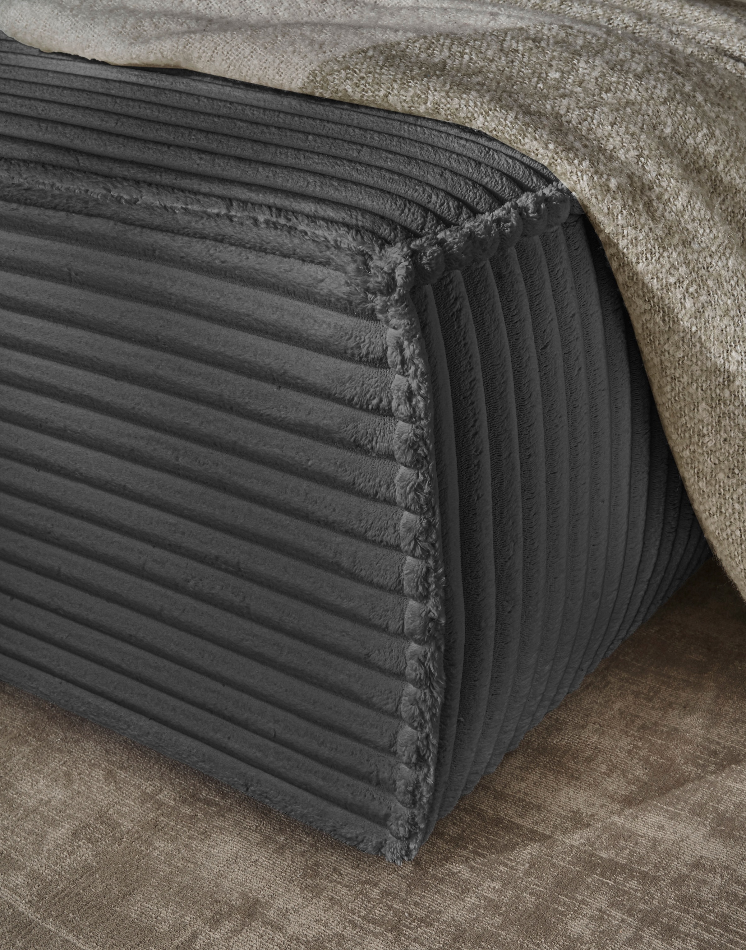 andas Ecksofa »Finnley Schlafsofa 267 cm in Bouclé, Struktur fein u. Cord, L-Form,«, Schlaffunktion m. Bettkasten (136/210 cm), Bouclé, Struktur und Cord