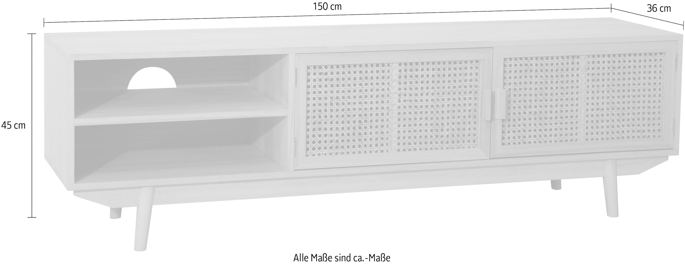 SalesFever Lowboard, Kommode aus Rattangeflecht, Wiener Geflecht