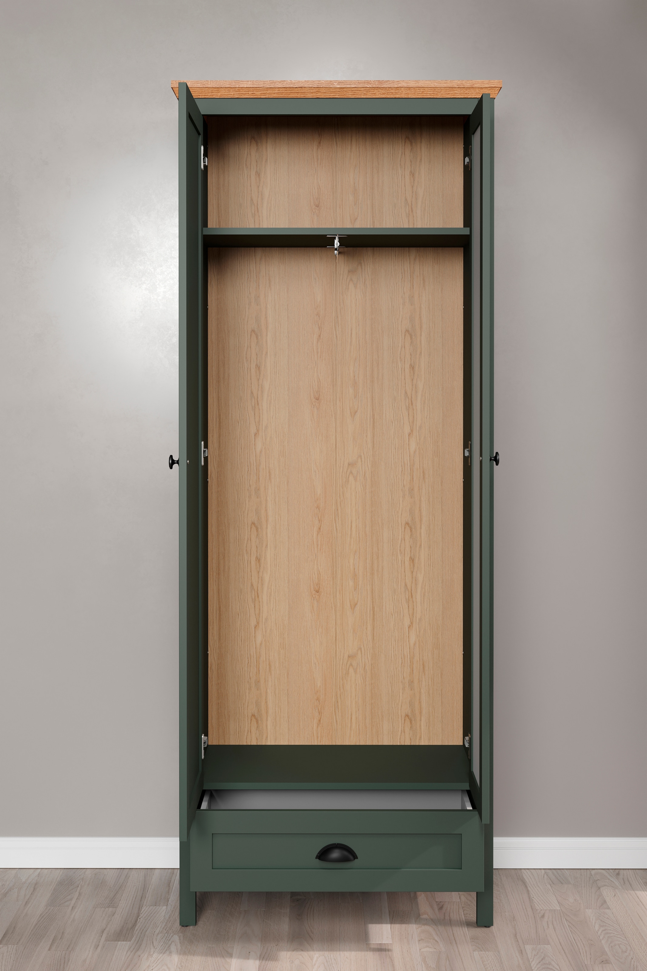 Home affaire Garderobenschrank »Vienna«, (1 St.), Kleiderschrank mit ausziehbarer Kleiderstange - (B/T/H) 77/39/198 cm