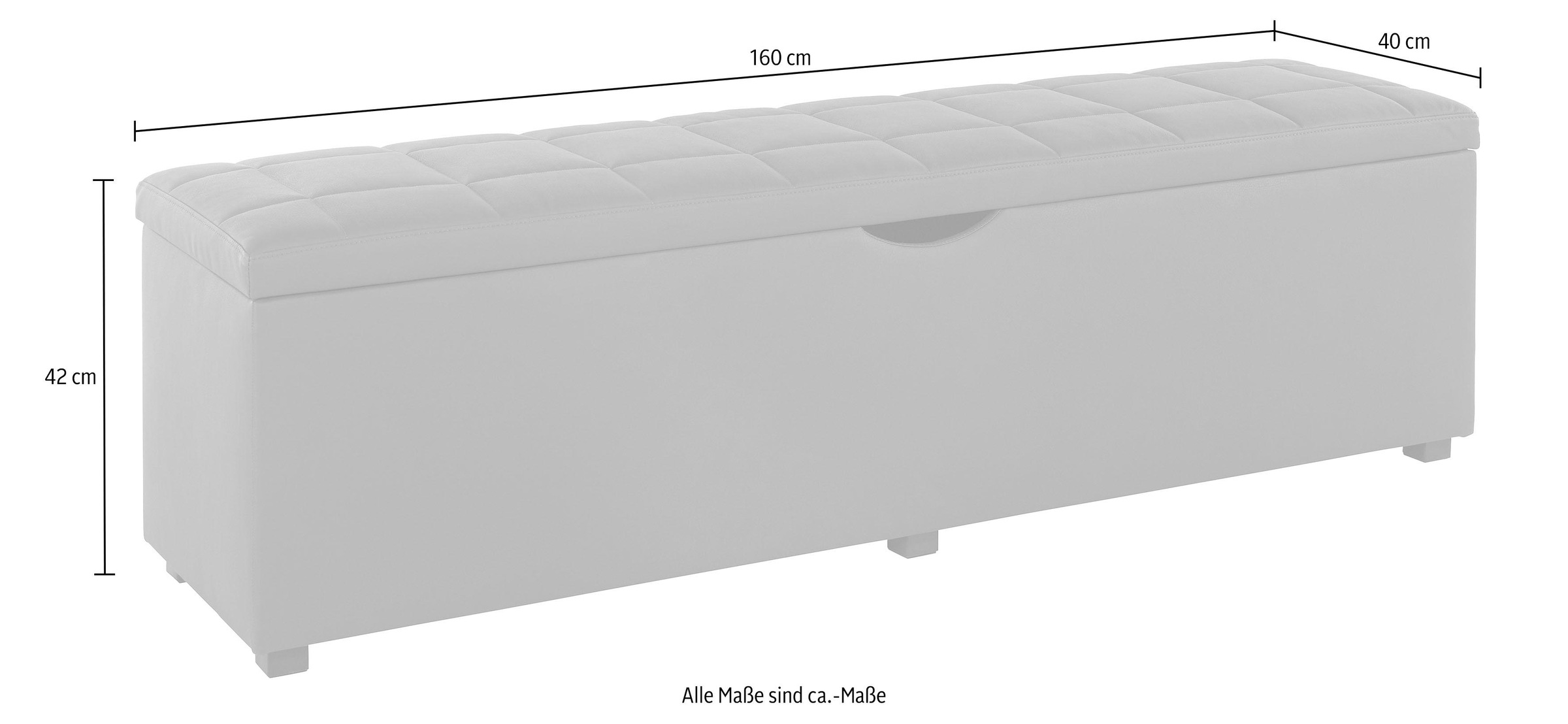 Places of Style Hockerbank »Knobbed«, Hockerbank mit Stauraum, Breite 120 cm und 160 cm
