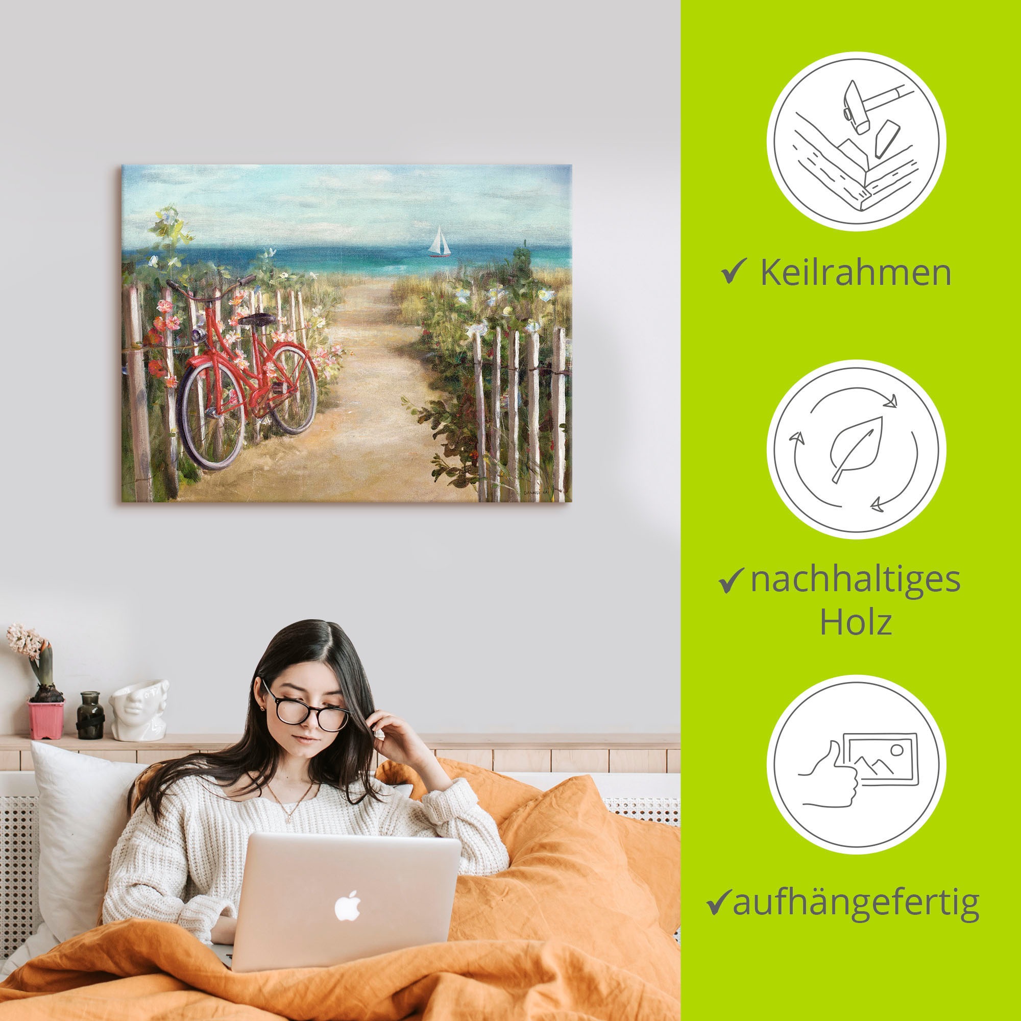 Artland Wandbild »Sommerfahrt«, Fahrräder, (1 St.), als Leinwandbild, Poster in verschied. Grössen
