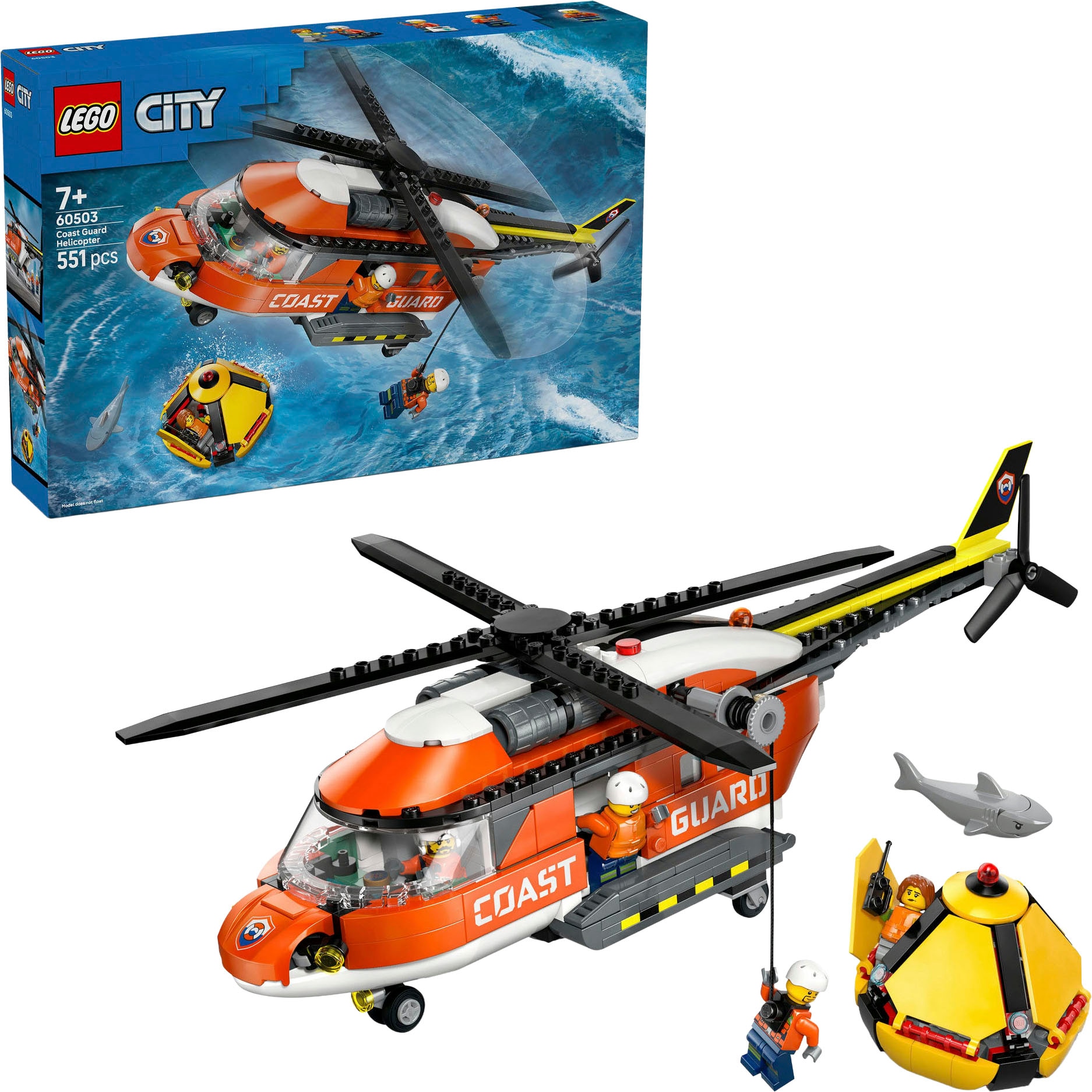 LEGO Konstruktionsspielsteine "Hubschrauber der Küstenwache (60503), LEGO City" Made in Europe