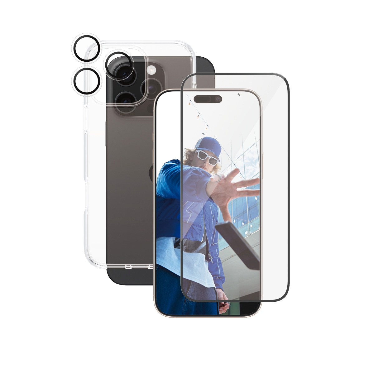 CARE by PanzerGlass Displayschutzglas »3-in-1 Protection, Glass, Case, Lenscover«, für Apple iPhone 16 Pro Max, Displayschutzfolie, Schutzfolie, Bildschirmschutz, kratz- & stossfest