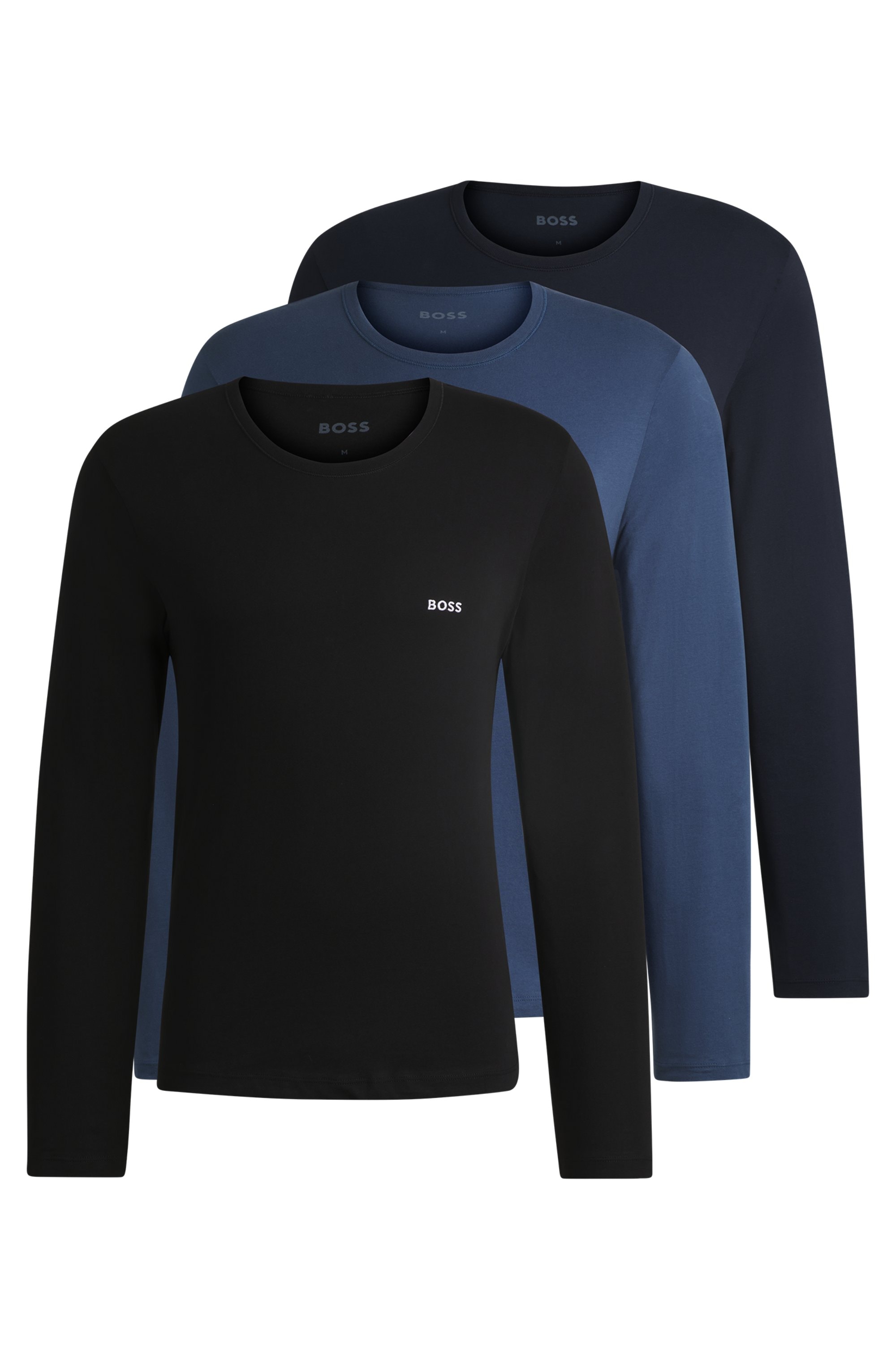 BOSS Langarmshirt »longsleeve-Shirt R-Neck Classic COTTON 3pcs/pack«, mit BOSS Logo-Schriftzug