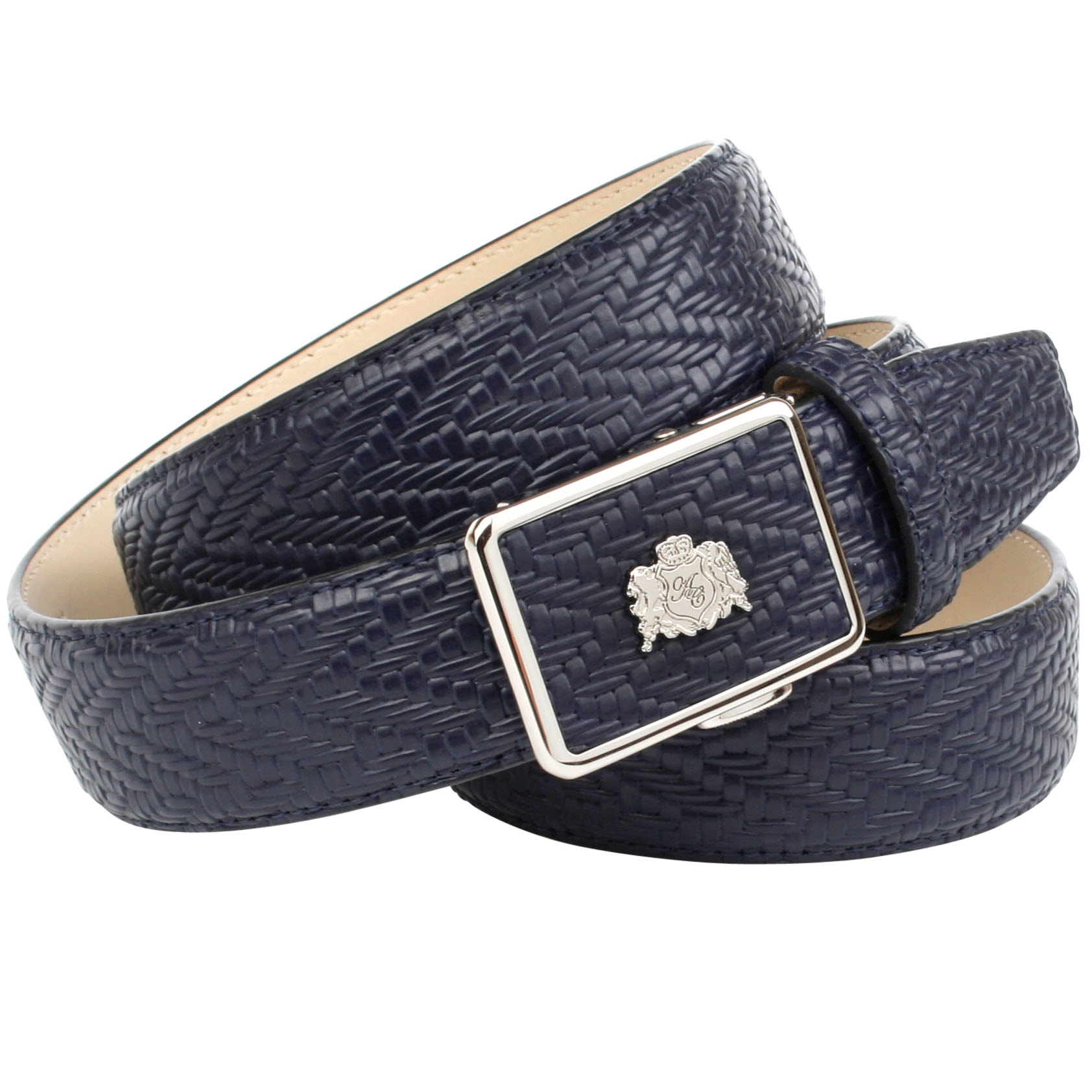 Anthoni Crown Ledergürtel, Flecht-Muster filigranem Jelmoli-Versand Metall-Logo, online | mit shoppen