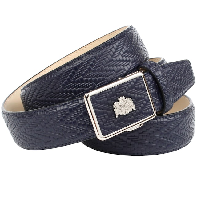 Anthoni Crown Ledergürtel, mit filigranem Metall-Logo, Flecht-Muster online  shoppen | Jelmoli-Versand