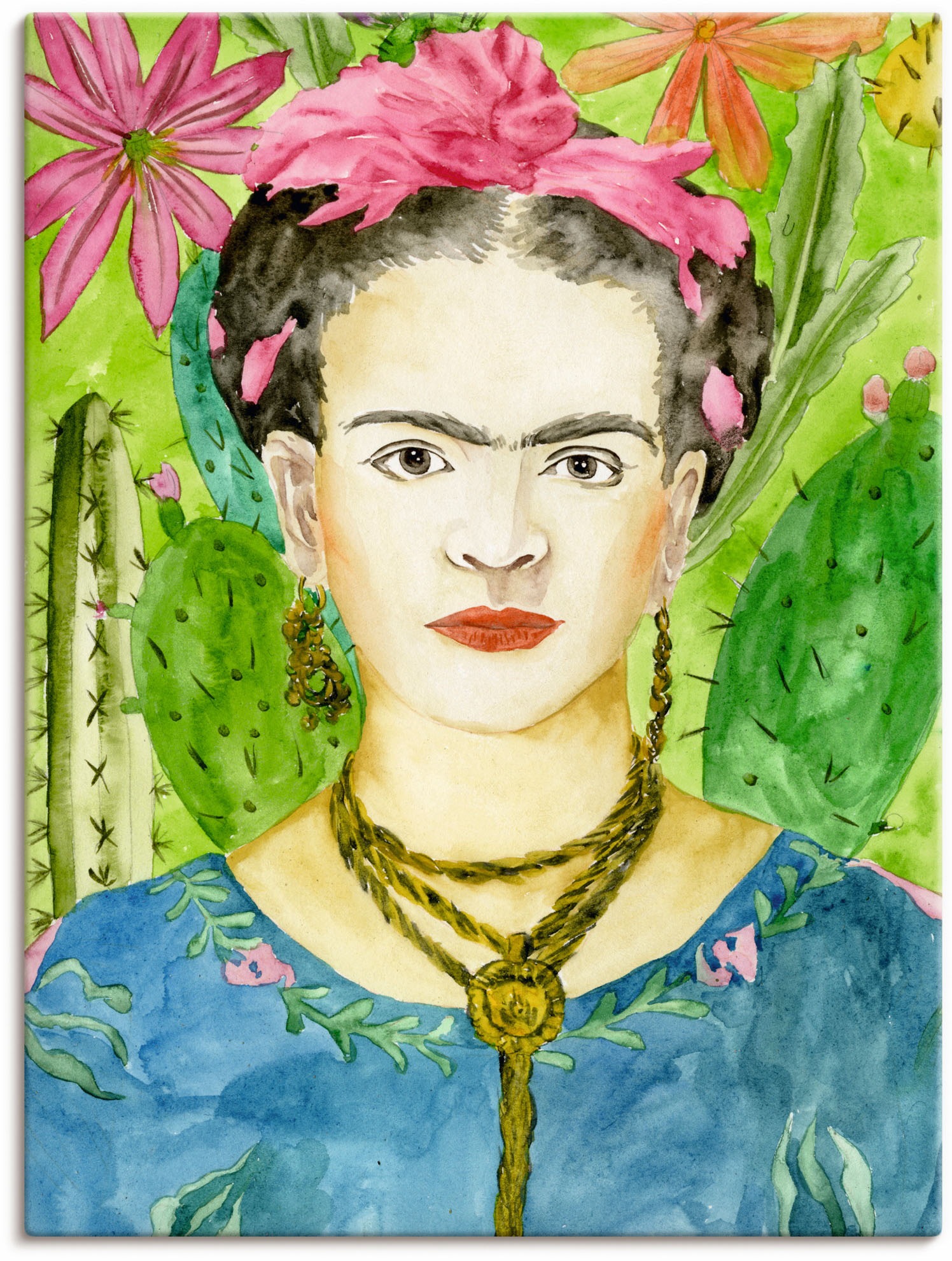 Artland Leinwandbild "Frida Kahlo II" Bilder von Frauen 1 Stk. tlg. auf Holzrahmen gespannt