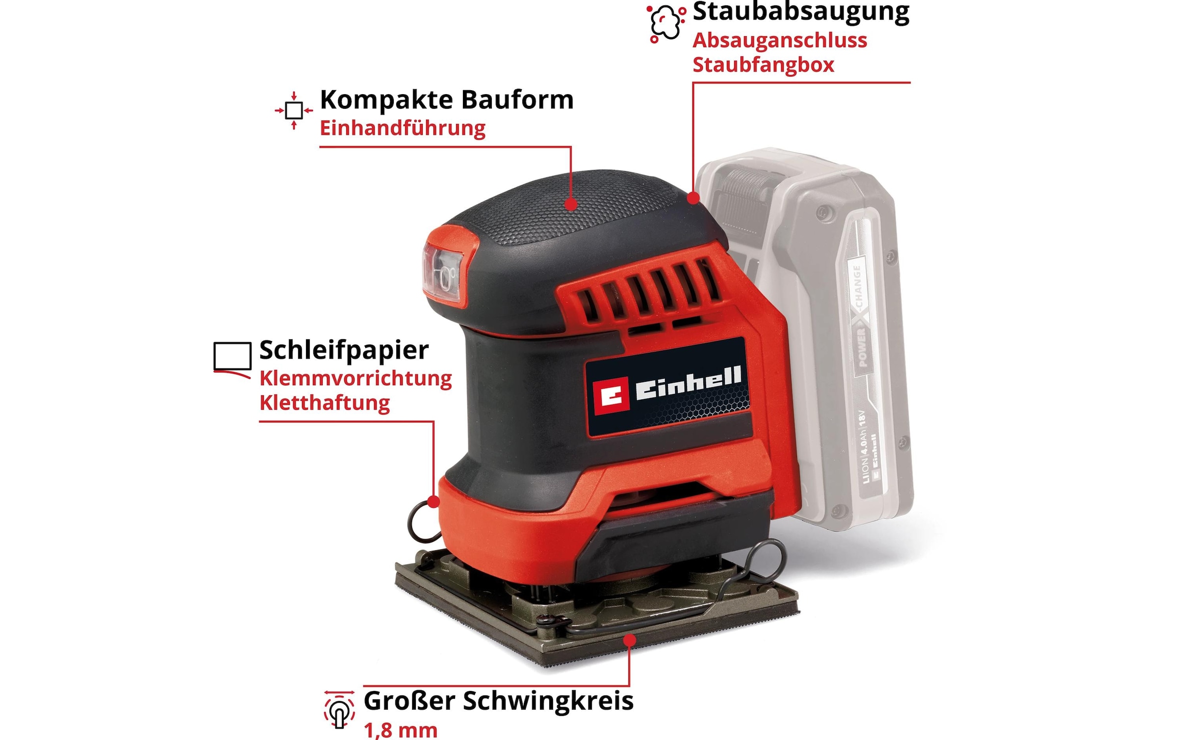 Einhell Akku-Schwingschleifer »TE-OS 18/113 Li – Solo«