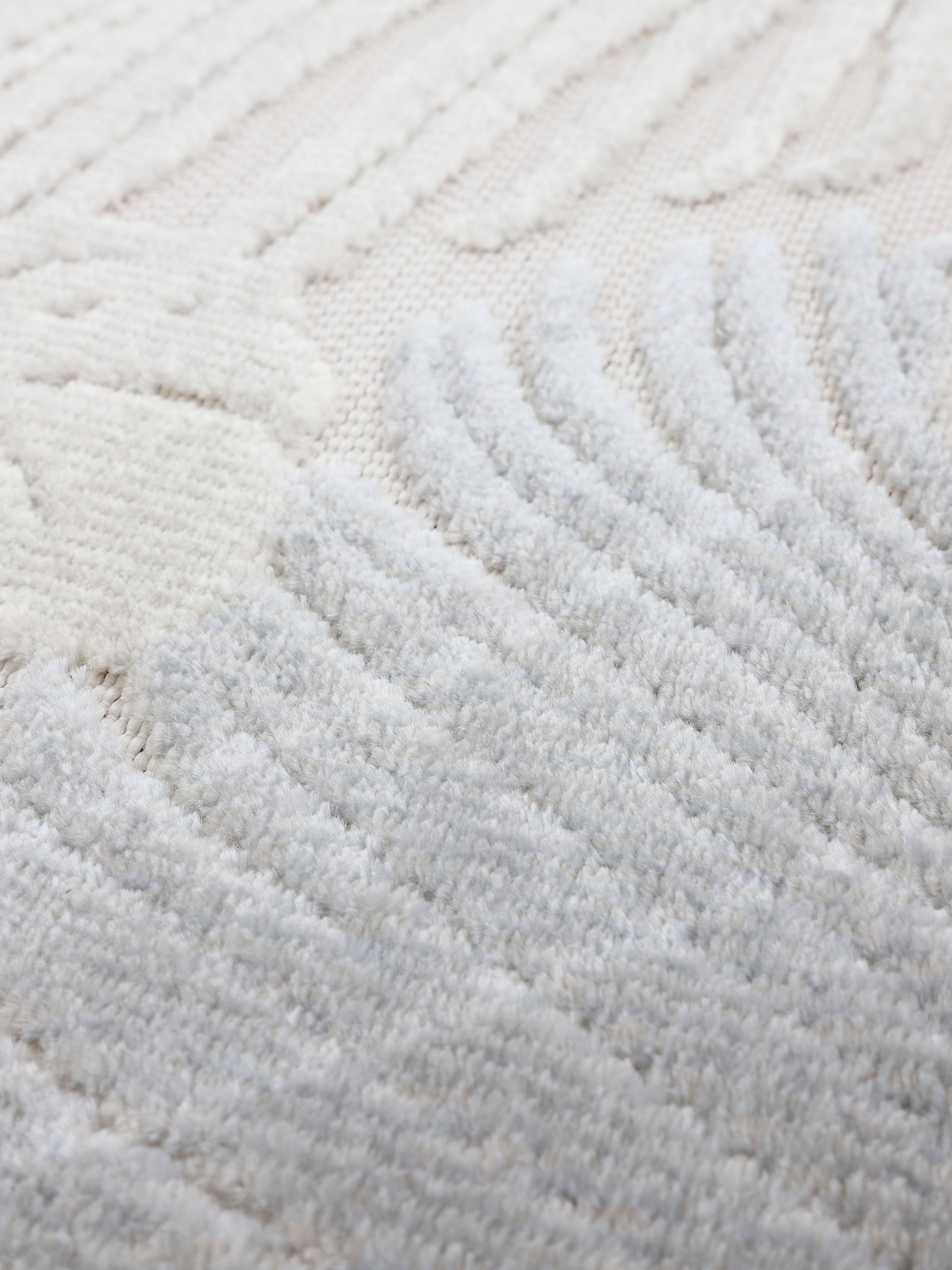 carpetfine Teppich »Deja 104«, rechteckig, 4 mm Höhe, robustes Flachgewebe, Motiv- Floral Palmenblätter, Hoch-Tief Effekt