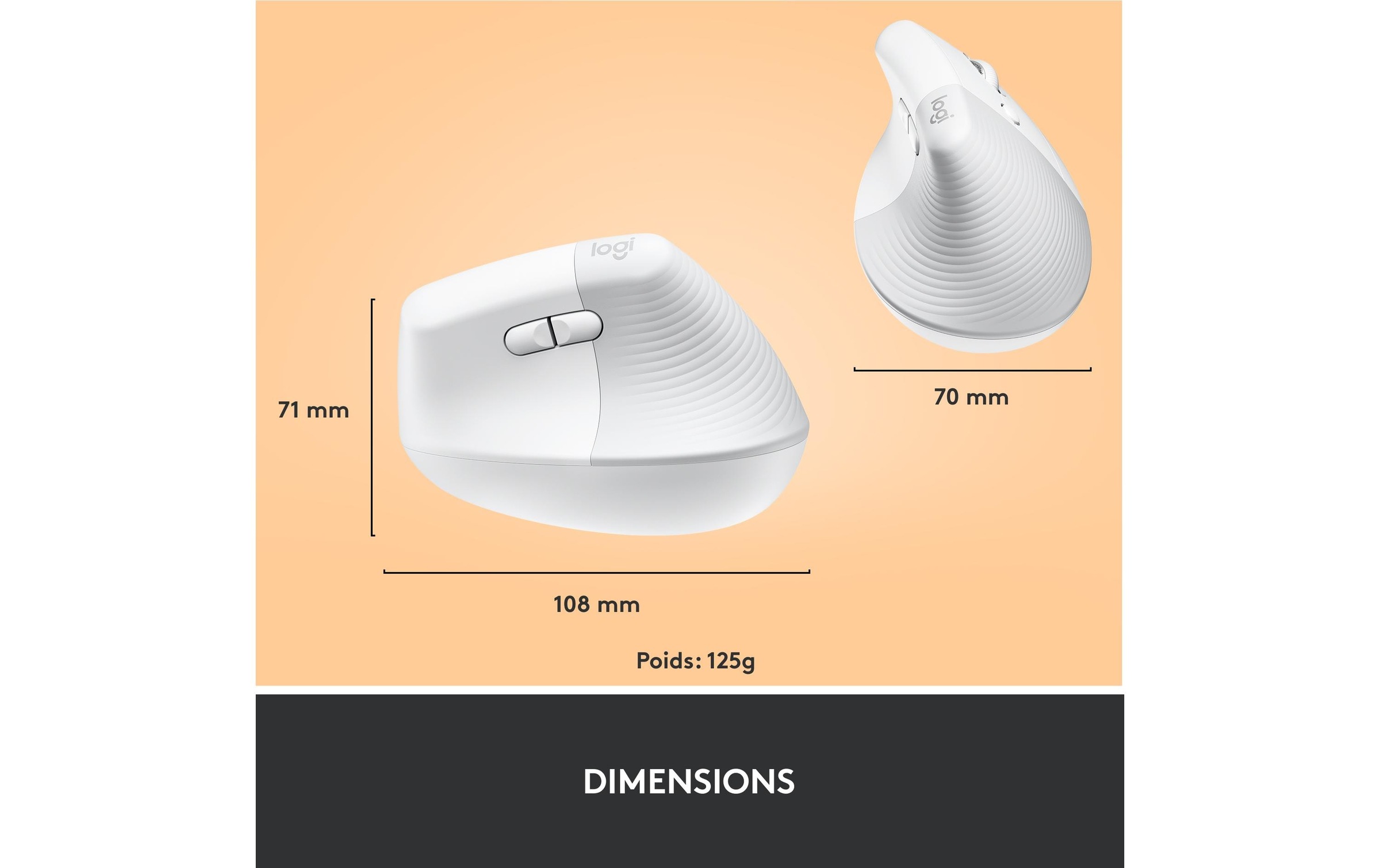 Logitech ergonomische Maus »Maus Lift Off-white«, kabellos