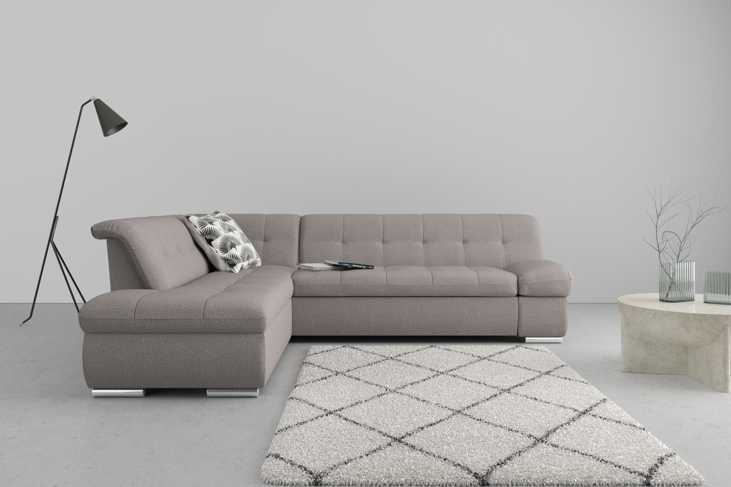 DOMO collection Ecksofa "Mona L-Form bequem und komfortabel, Breite 271cm, L-Form" wahlweise mit Bett- und Armlehnfunktion