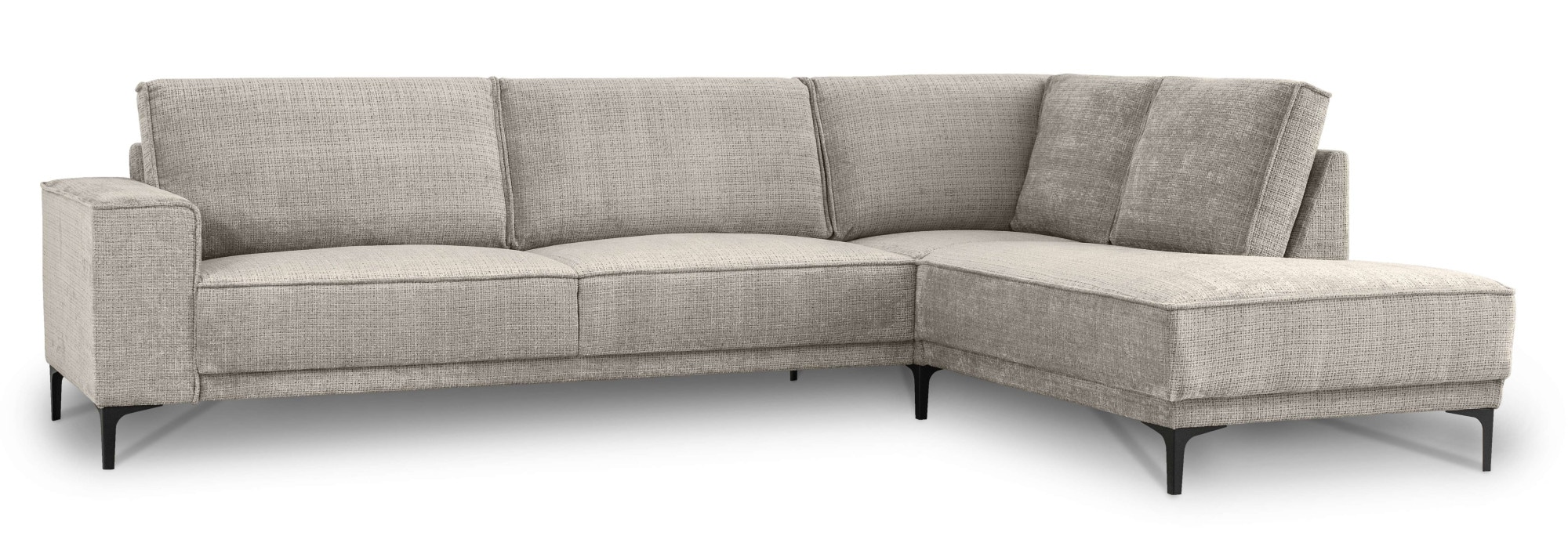 Places of Style Ecksofa »Polsterecke Oland, Struktur, Flachgewebe, Luxus-Microfaser, Boucle«, L-Form, 289 cm, Wellenunterfederung, Skandi-Design, Metallfüsse