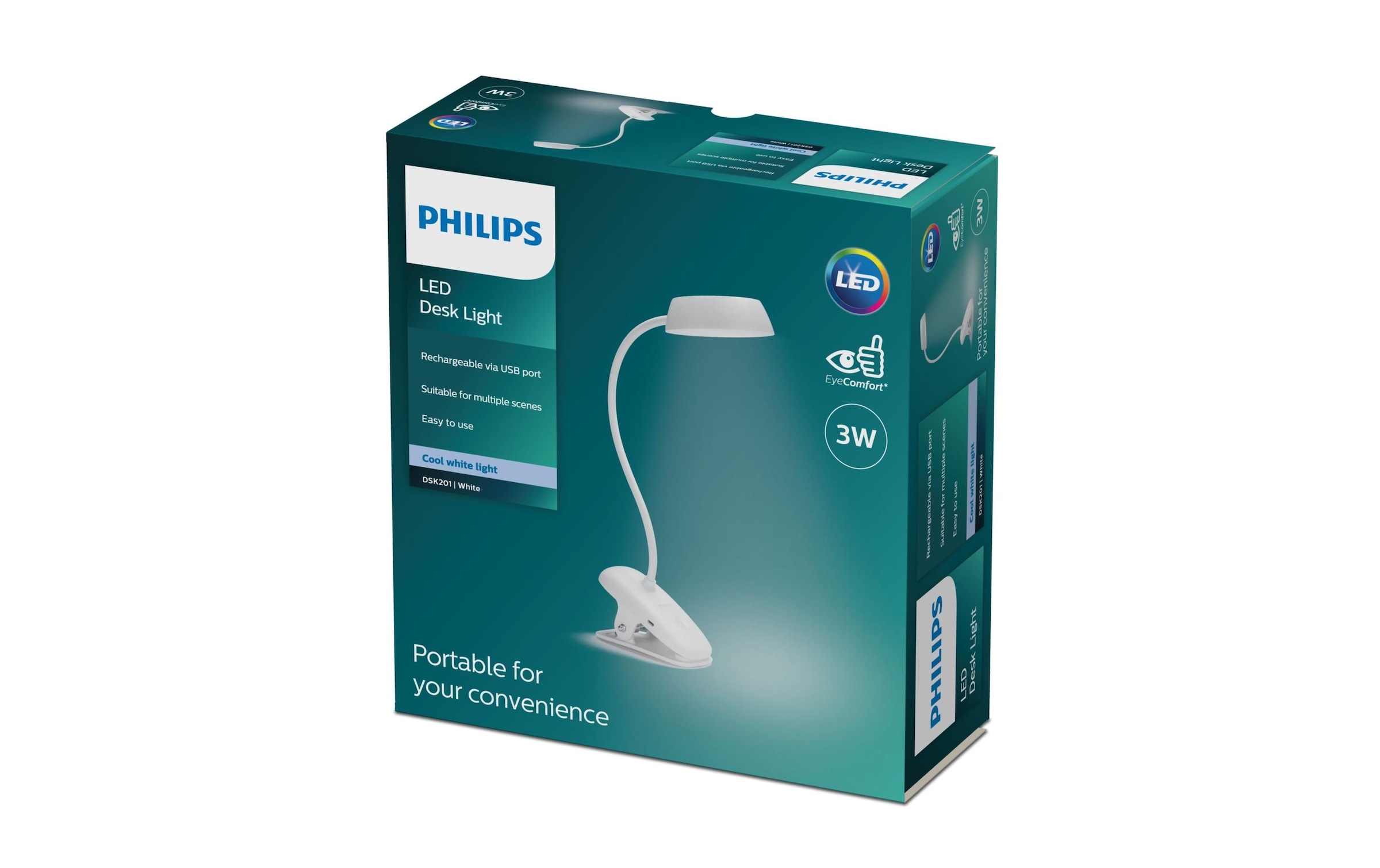 Philips LED Schreibtischlampe »Donutclip, 2.3W, 4000K, USB,«, 1 flammig