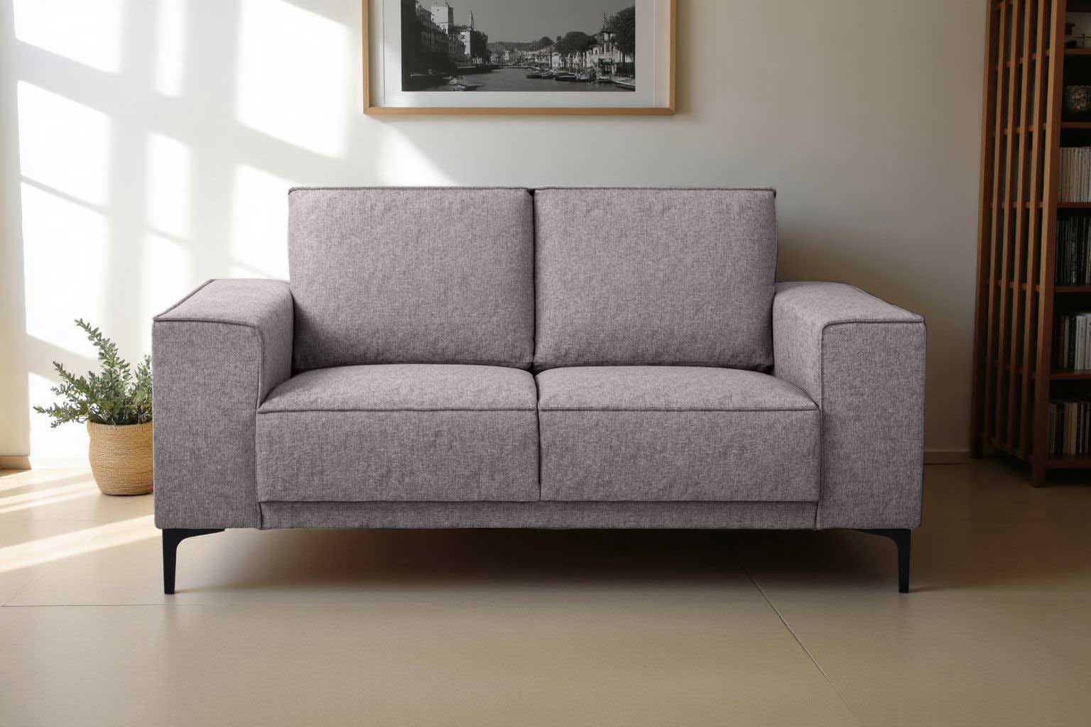 Places of Style 2-Sitzer »Kompaktsofa Oland, Struktur, Flachgewebe, Luxus-Microfaser, Boucle«, 164 cm, Wellenunterfederung, Skandi-Design, Metallfüsse
