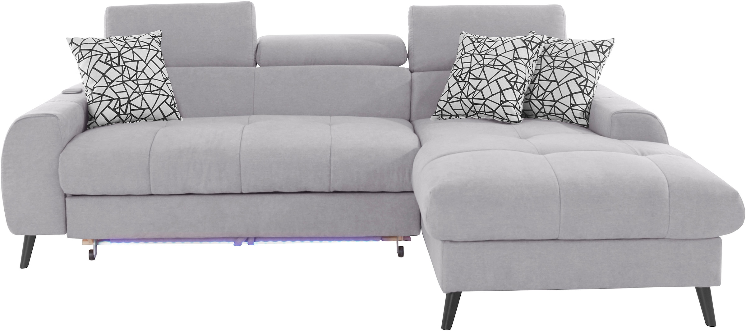 COTTA Ecksofa »Mia L-Form«, 3-tlg.-Kissen-Set, Recamiere, wahlweise mit oder ohne RGB-Beleuchtung