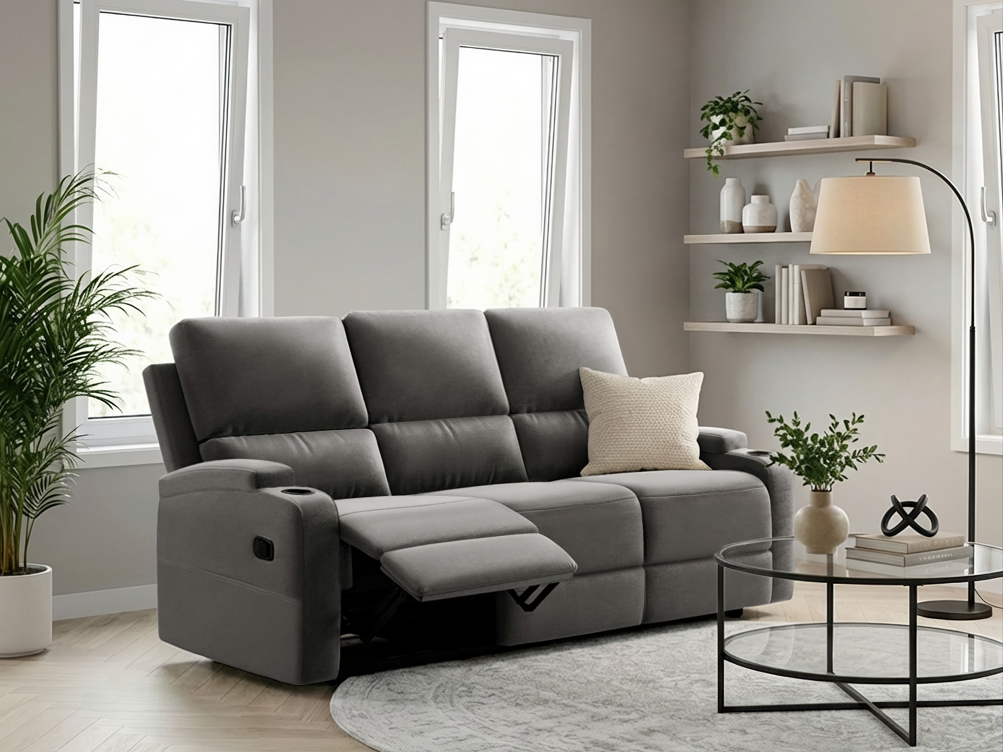 GOODproduct 3-Sitzer "NAPORI Lederoptik, Multimediasofa, Kinosessel XXL" Kinosofa mit 2 x Relaxfunktion und Getränkehalter
