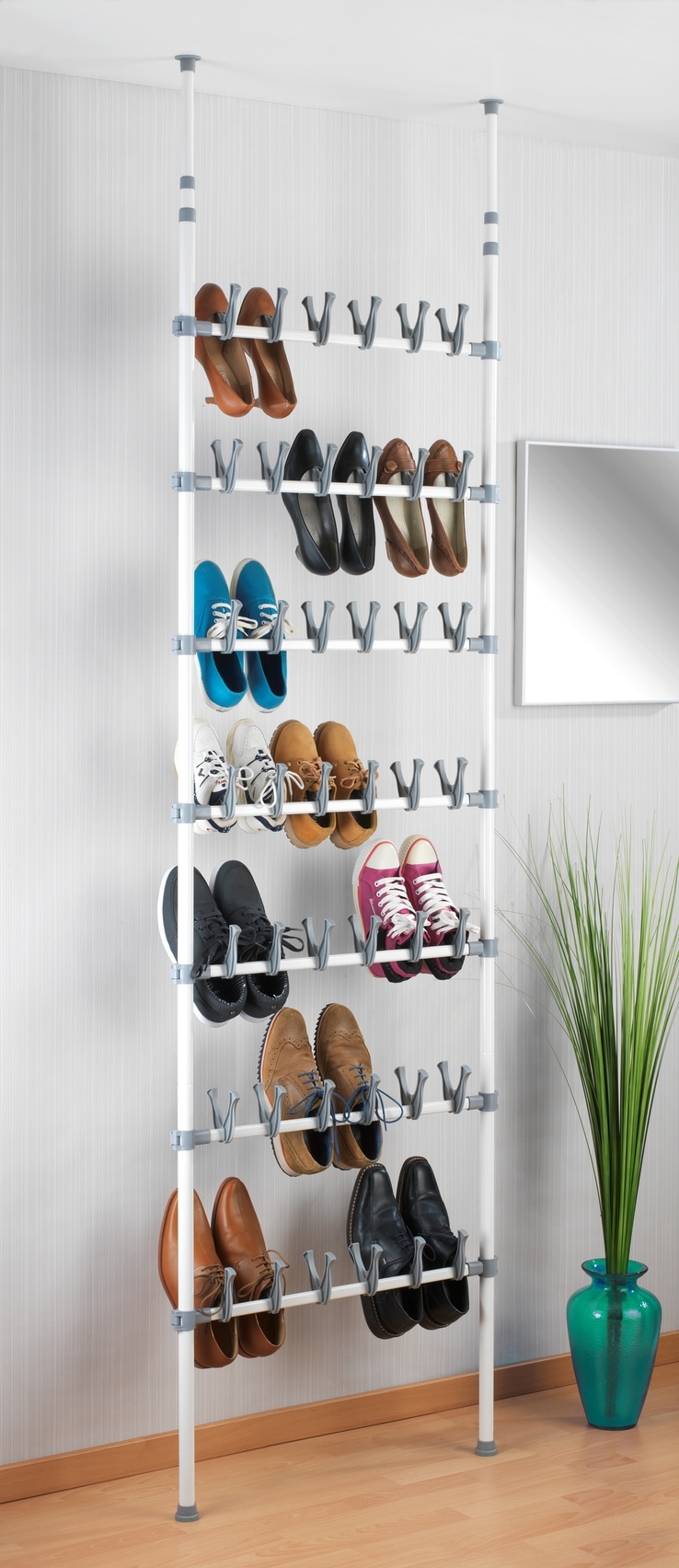 WENKO Schuhregal »Modell Atlas«, verstellbares Teleskopregal für 42 Paar Schuhe, Montage ohne Bohren