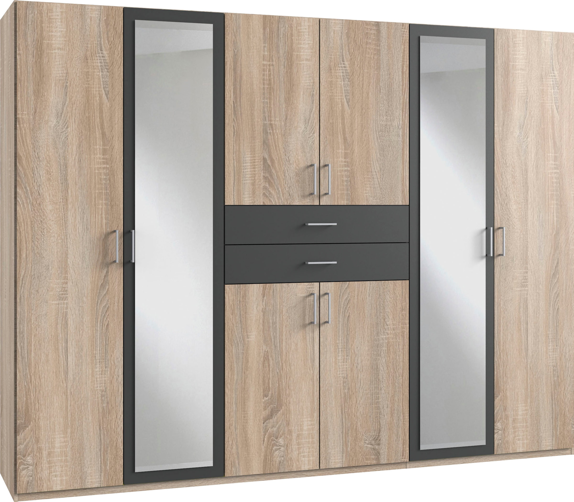 Wimex Kleiderschrank »Diver Drehtürenschrank mit Spiegel, Schubladen, 225 oder 270cm breit«, Bestseller Schlafzimmerschrank wahlweise 3 Innenausstattungen