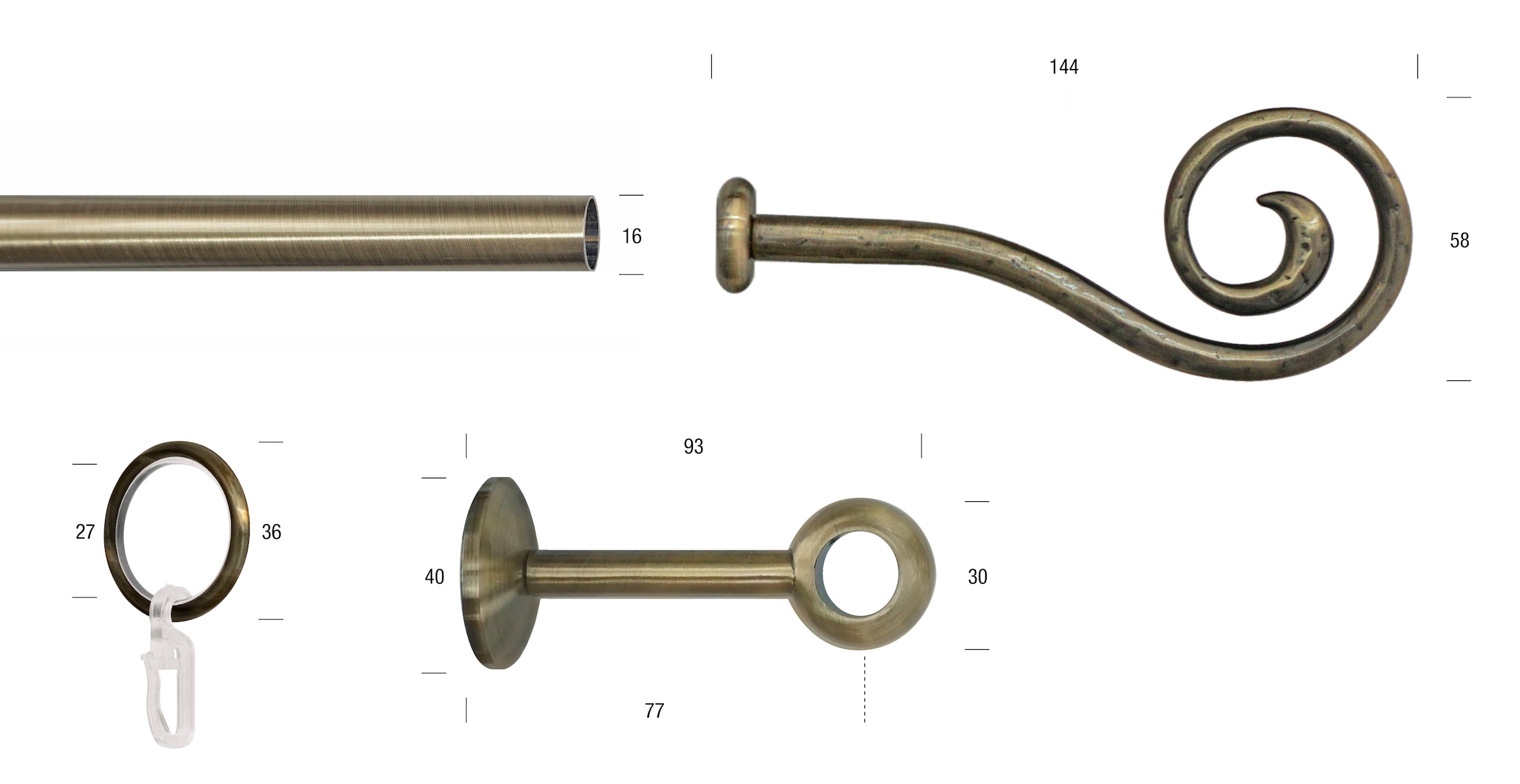 GARESA Gardinenstange »ESPERANCA«, 1 läufig-läufig, Wunschmasslänge, rustikale Vorhanggarnitur, verlängerbar, Eisen, Endk. Spirale