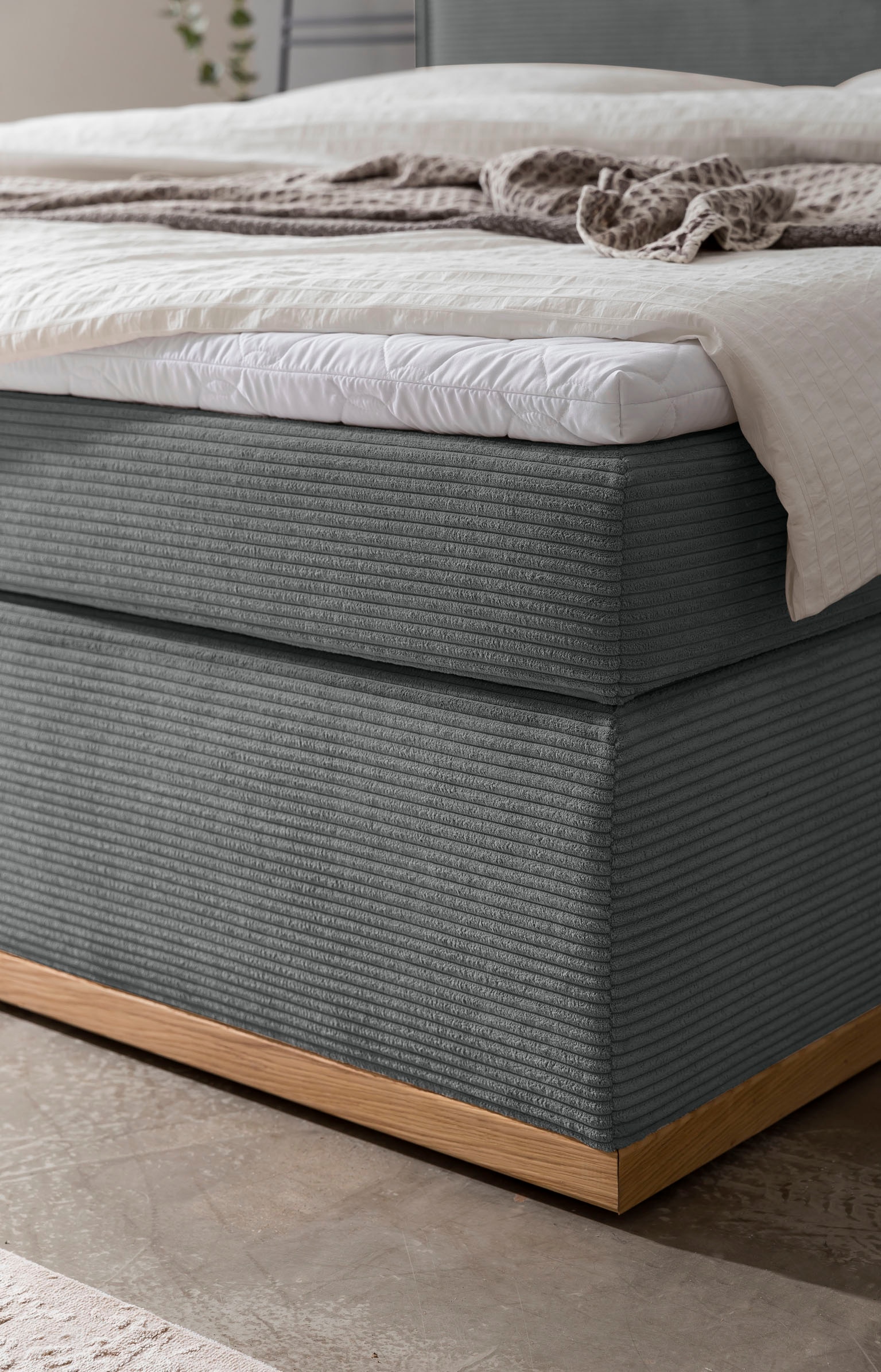 Home affaire Boxspringbett »SHERWOOD Cord Hotelbett, Polsterbett Premiumbett Boxbett«, (Bestseller Otto´s Choice Luxusbett in 4 Breiten), Hochwertiger Cord,weiche Velours-Struktur, mit premium Topper