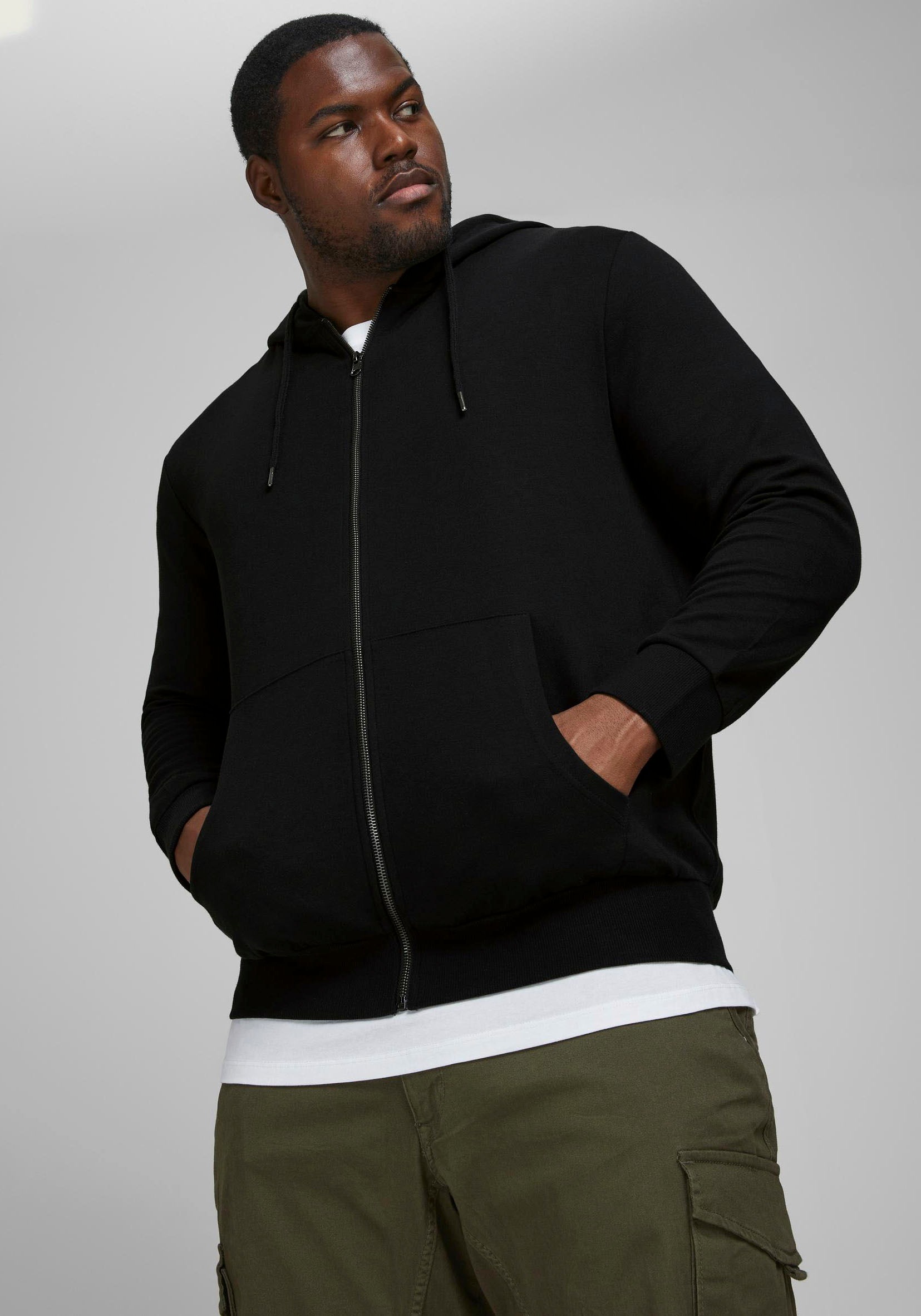 Jack & Jones PlusSize Kapuzensweatjacke »BASIC SWEAT ZIP HOOD«, bis Grösse 6XL