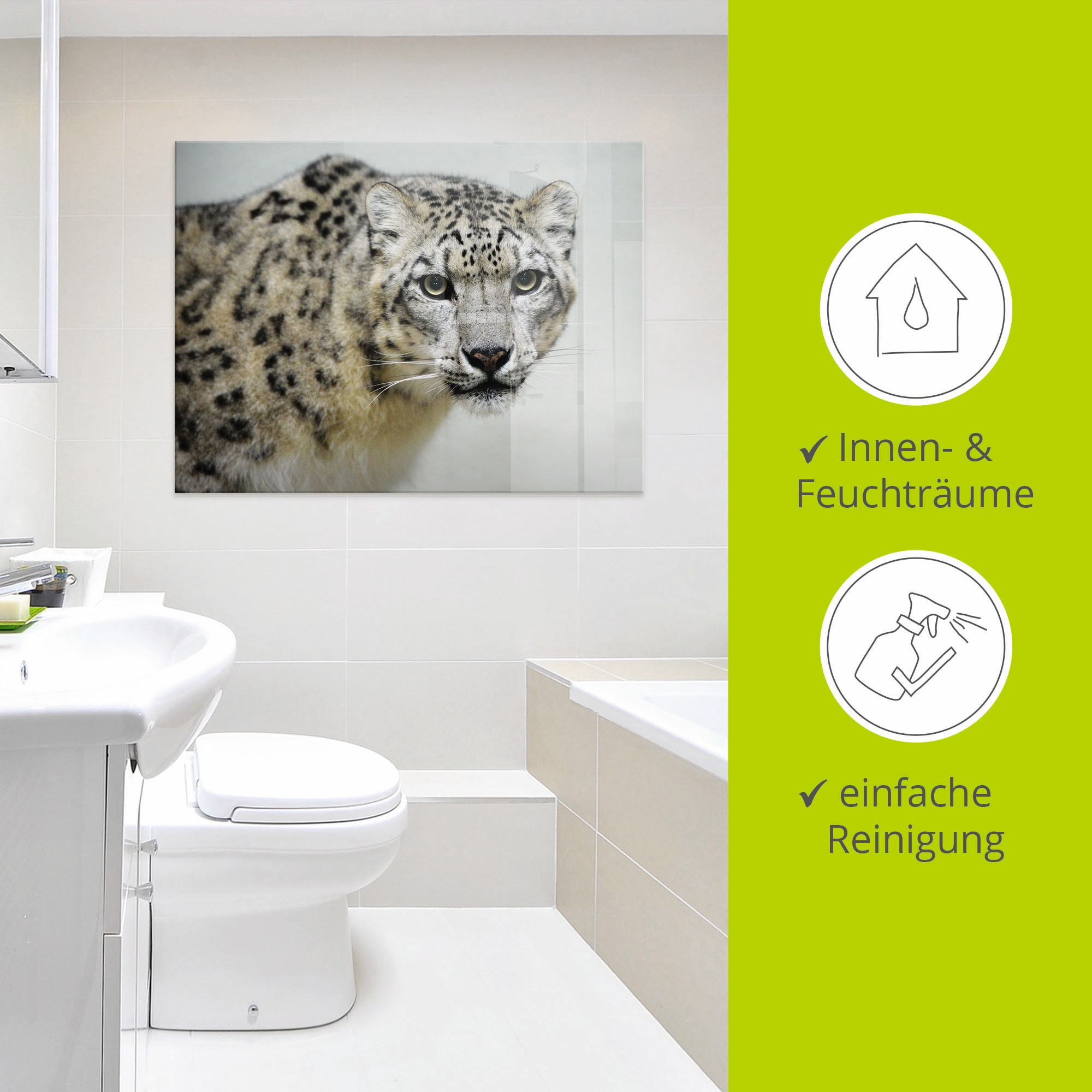 Artland Glasbild »Schneeleopard«, Wildtiere, (1 St.), in verschiedenen Grössen