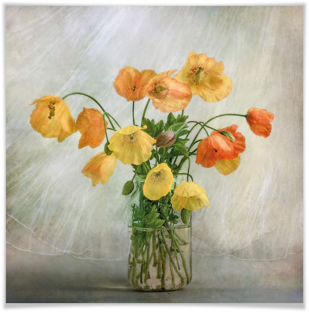 shoppen online Gelb«, St.), Jelmoli-Versand »Mohnblumen Poster Bilderrahmen (1 Poster Wall-Art | Blumen, Orange ohne