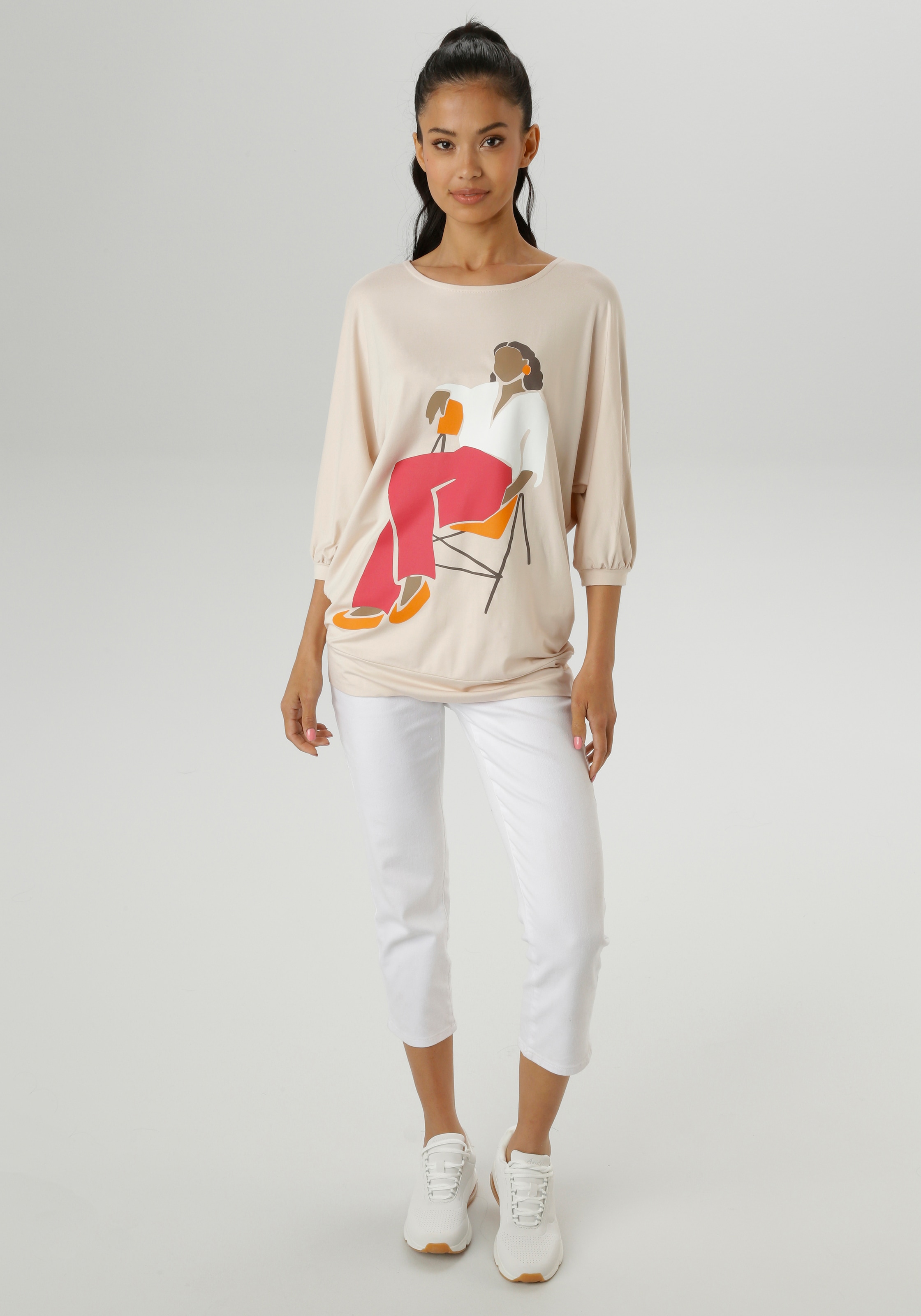 Aniston SELECTED Fledermausshirt, vorne mit grossflächigem, femininem Frontdruck - NEUE KOLLEKTION