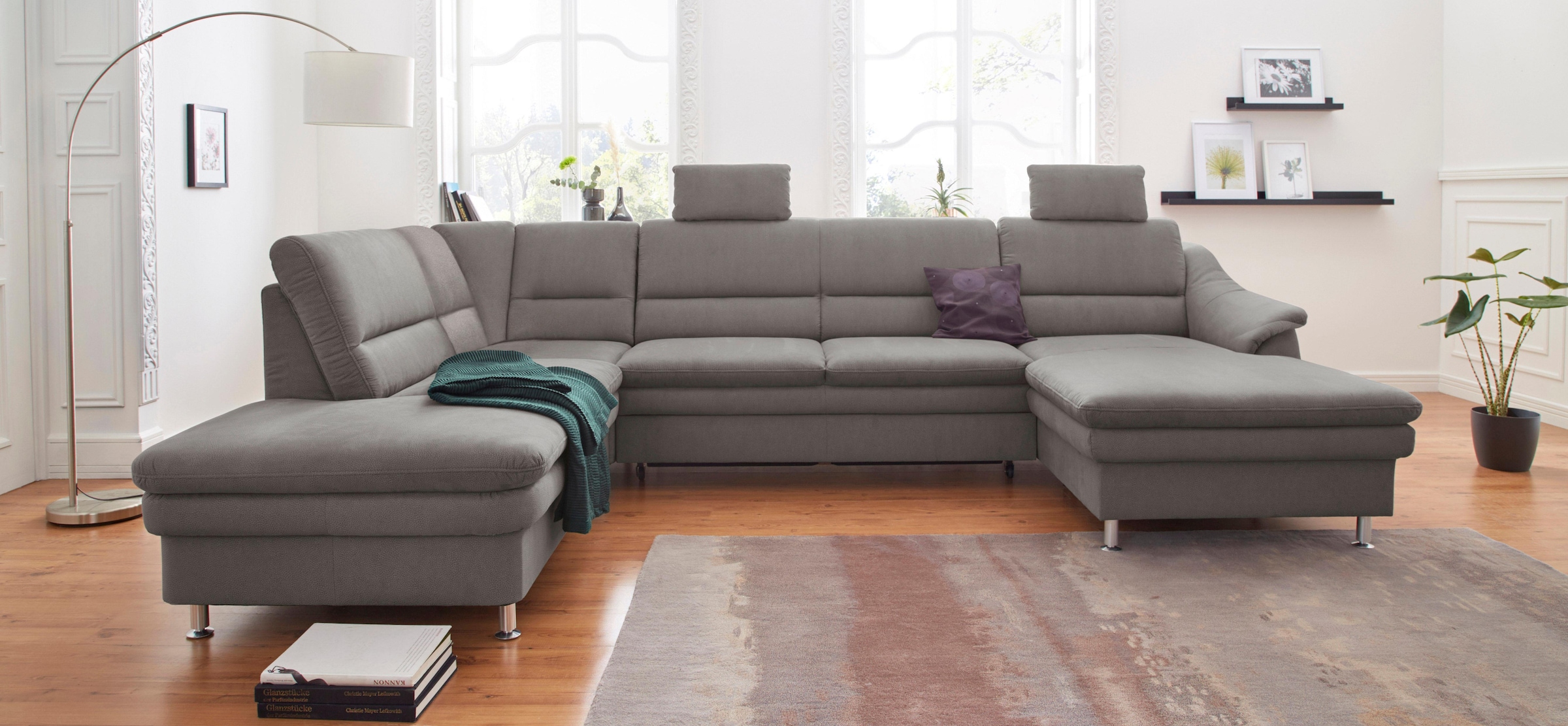 sit&more Wohnlandschaft "Cardoso U-Form" mit Federkern und Kopfstützen, mit Schlaffunktion und Relaxfunktion