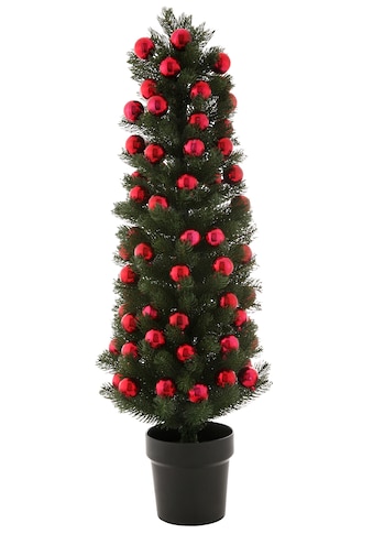Künstlicher Weihnachtsbaum, im Topf, mit roten Kugeln kaufen