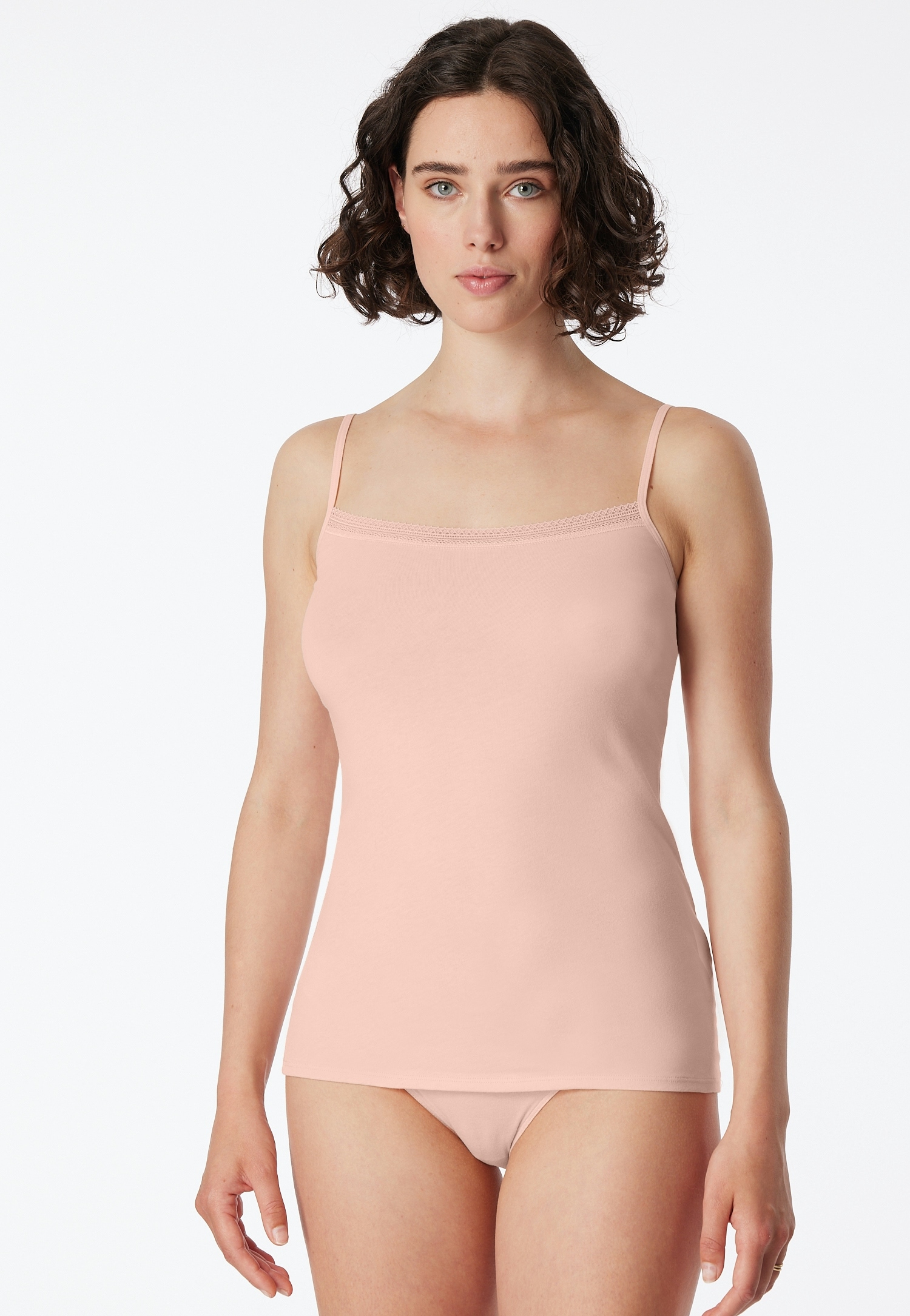 Schiesser Spaghettitop »"Cotton Lace"«, (2er-Pack), mit femininem Spitzenband am Dekolleté