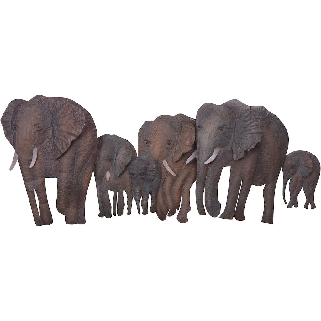 HOFMANN LIVING AND MORE Wanddekoobjekt »Elefantenfamilie«, Wanddeko, aus Metall