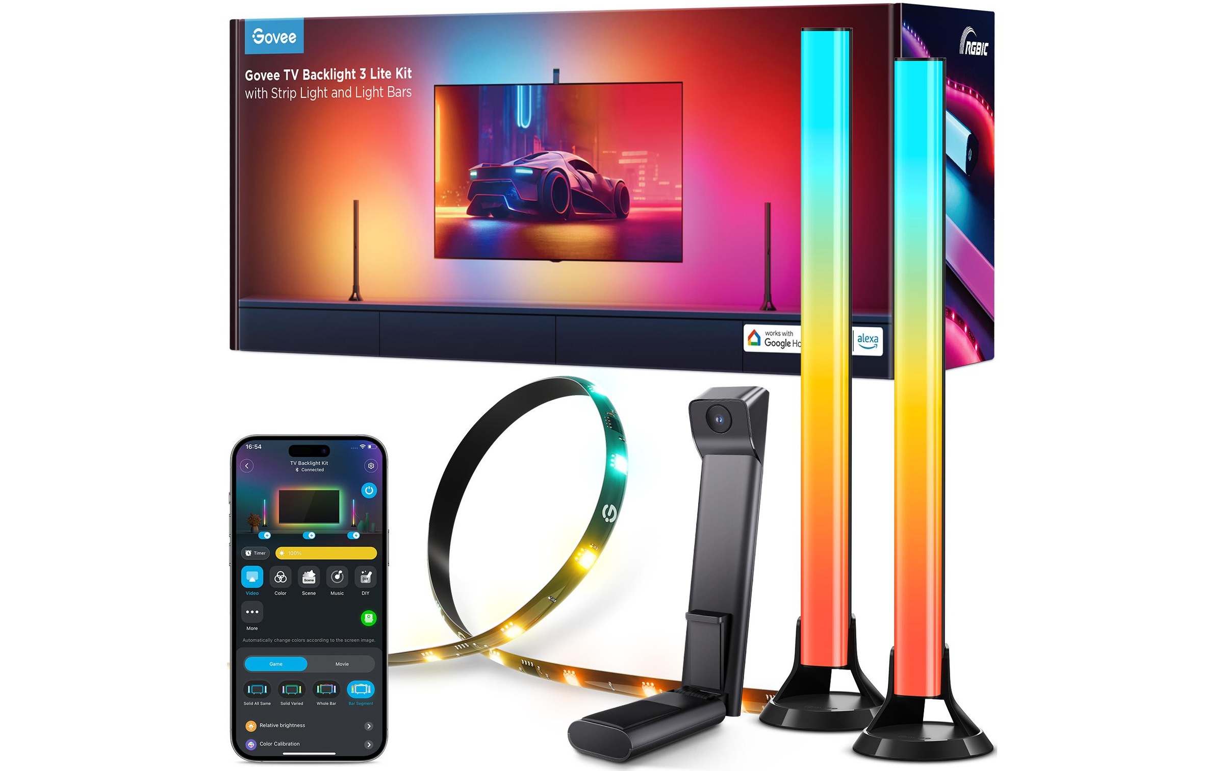 Govee LED Lichtleiste »Govee Kit 2 T3 Cam, RGBIC, WiFi + BT«, 30 flammig