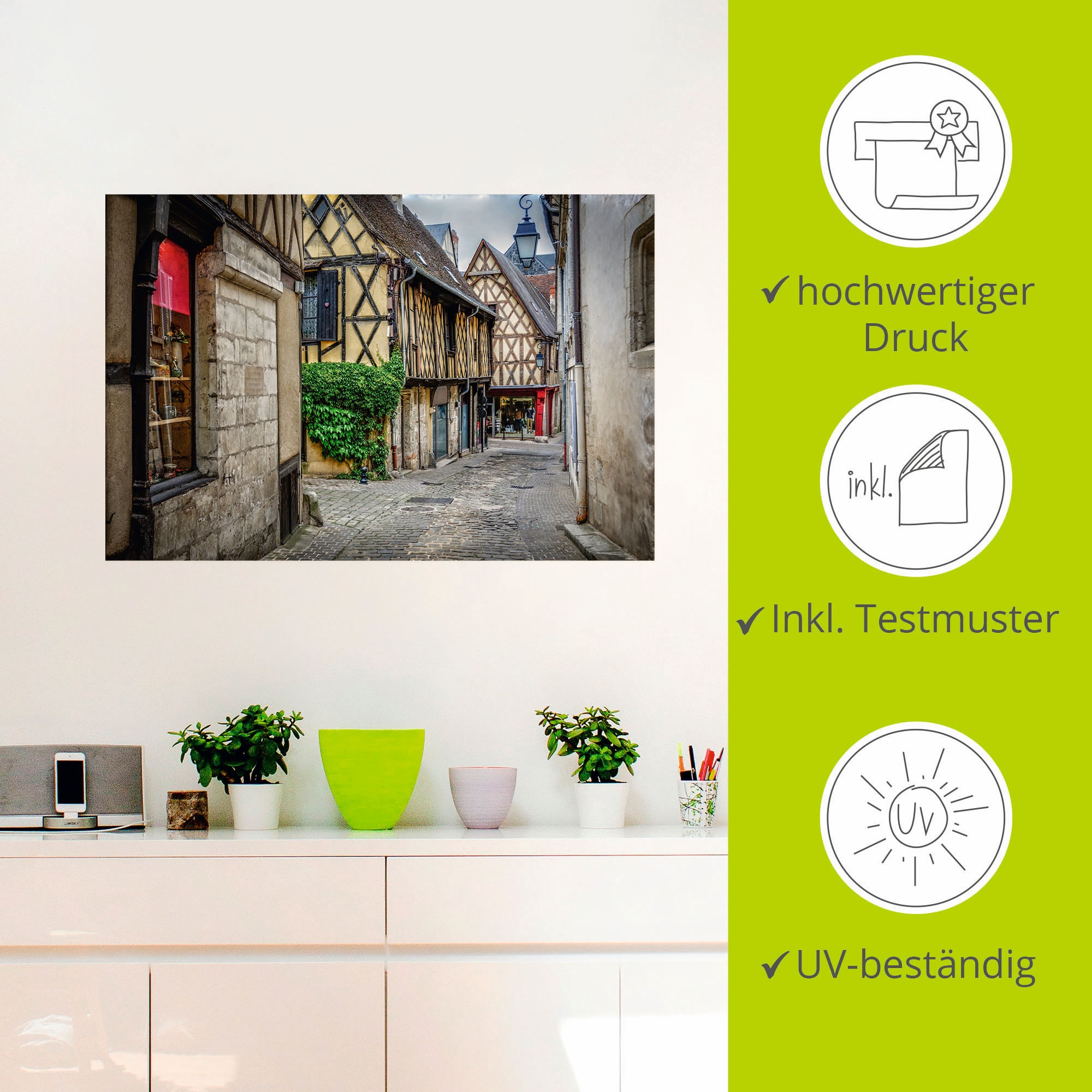 Artland Wandbild »Fachwerkhaeuser im Elsass - Frankreich«, Gebäude, (1 St.), als Alubild, Leinwandbild, Wandaufkleber oder Poster in versch. Grössen
