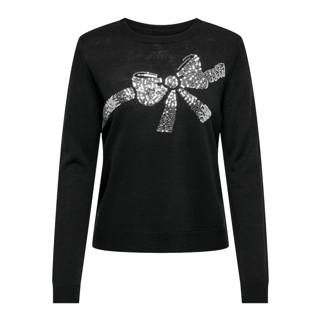 ONLY Weihnachtspullover »ONLXMAS SEQUINS BOW LS O-NECK EX KNT«
